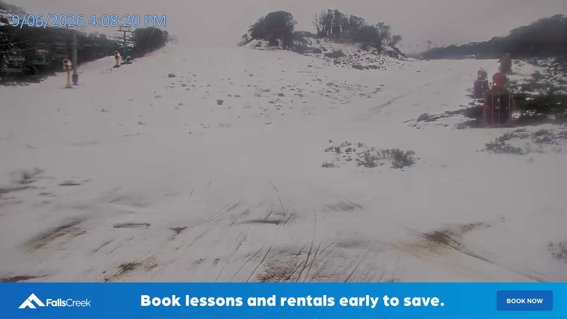 Falls Creek Towers snow cam captured at 9 June 2026, 6:13 am