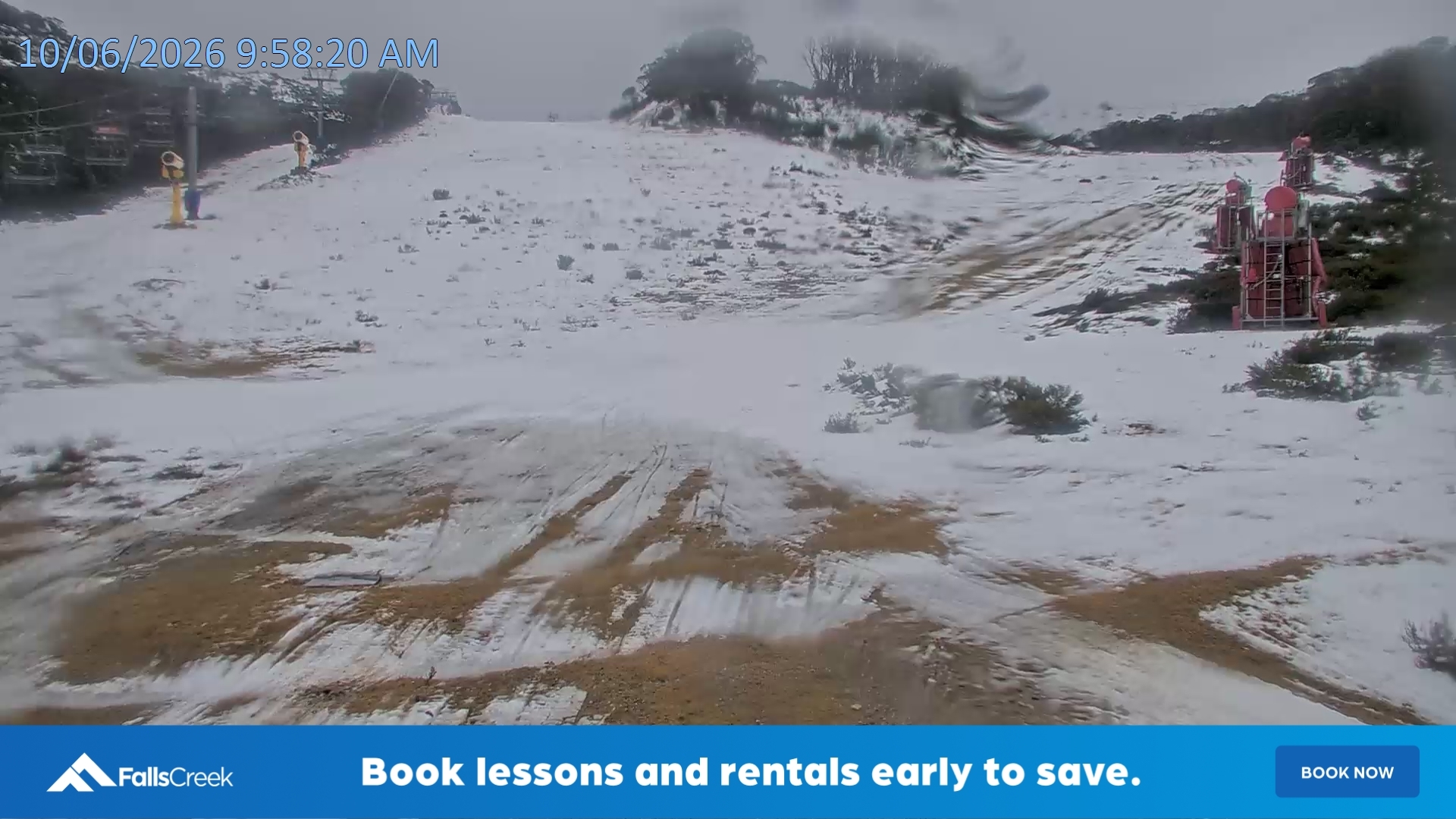 Falls Creek Towers snow cam captured at 10 June 2026, 12:01 am
