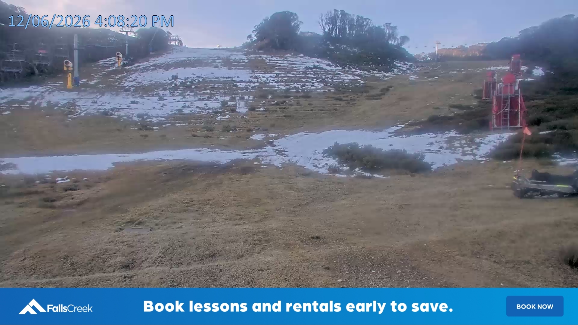 Falls Creek Towers snow cam captured at 12 June 2026, 6:14 am