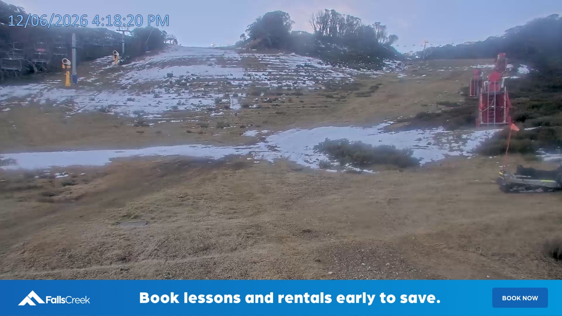 Falls Creek Towers snow cam captured at 12 June 2026, 6:20 am