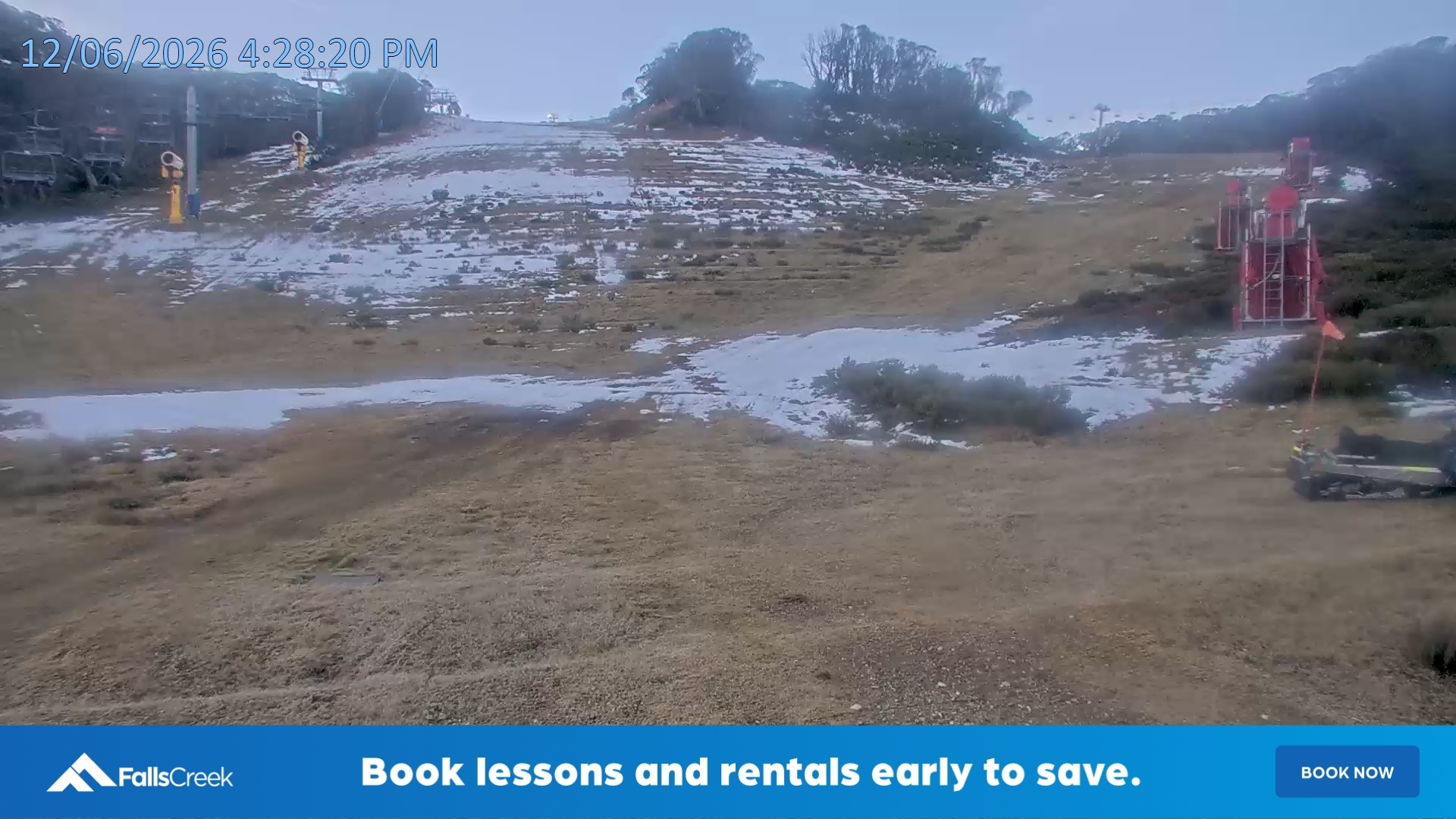 Falls Creek Towers snow cam captured at 12 June 2026, 6:32 am