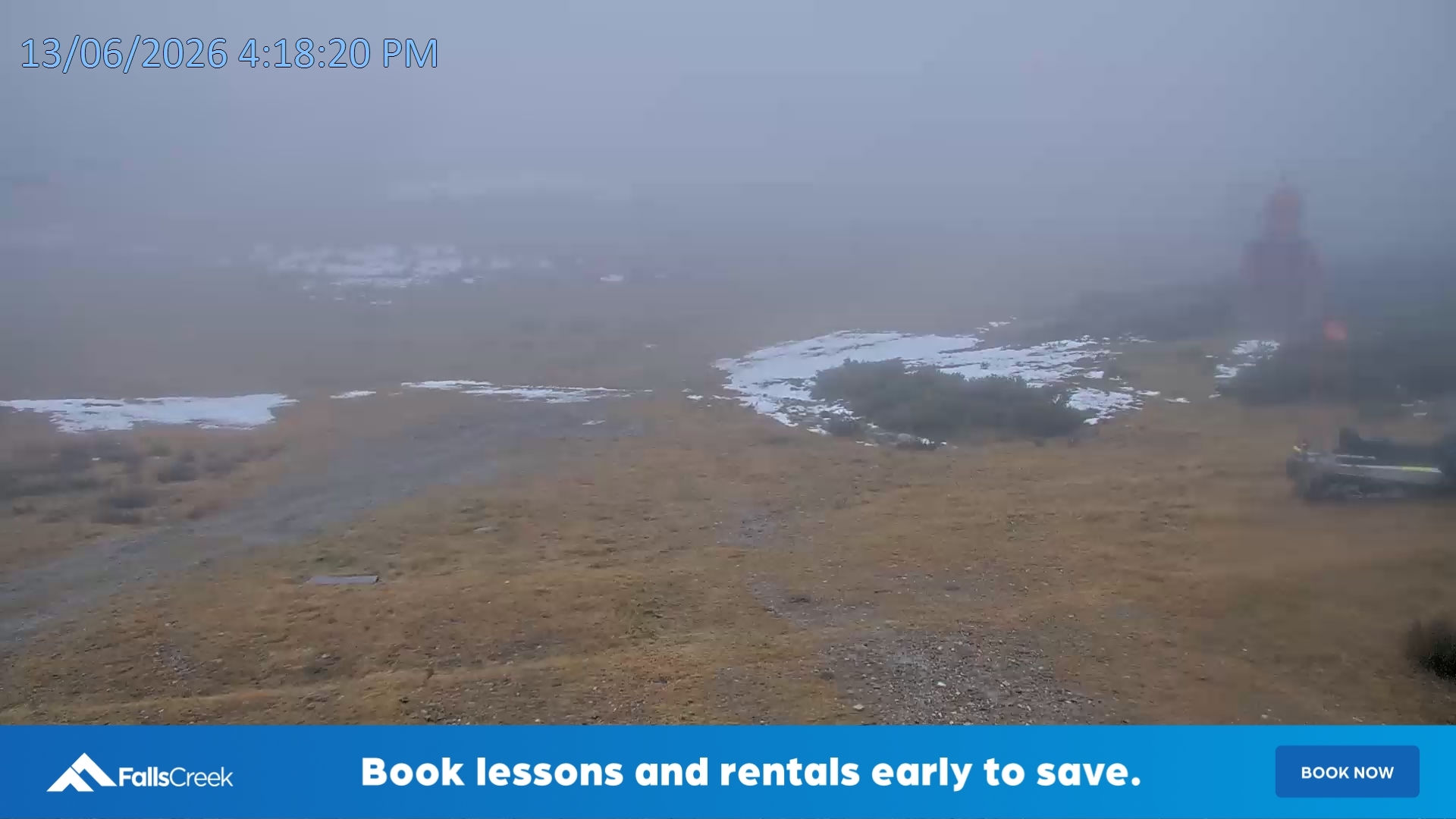 Falls Creek Towers snow cam captured at 13 June 2026, 6:24 am