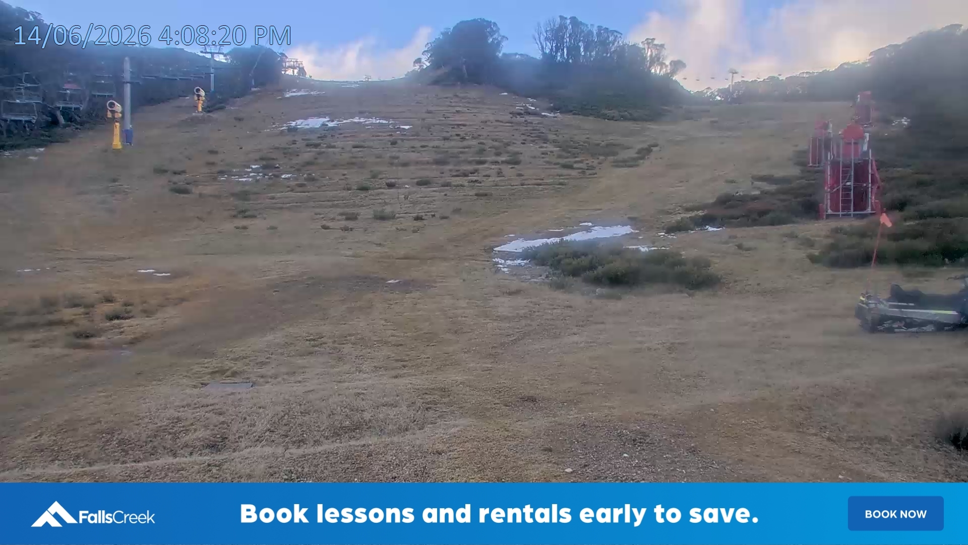 Falls Creek Towers snow cam captured at 14 June 2026, 6:11 am