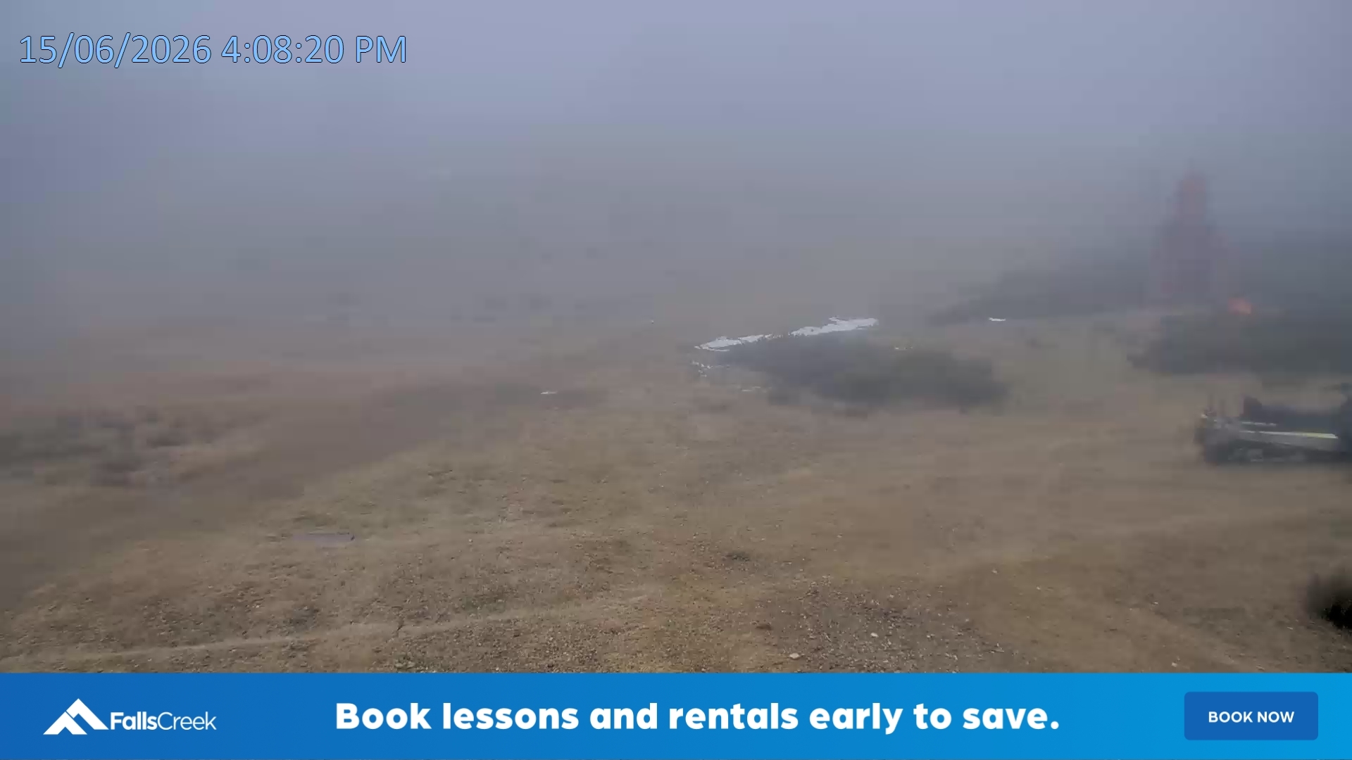 Falls Creek Towers snow cam captured at 15 June 2026, 6:11 am