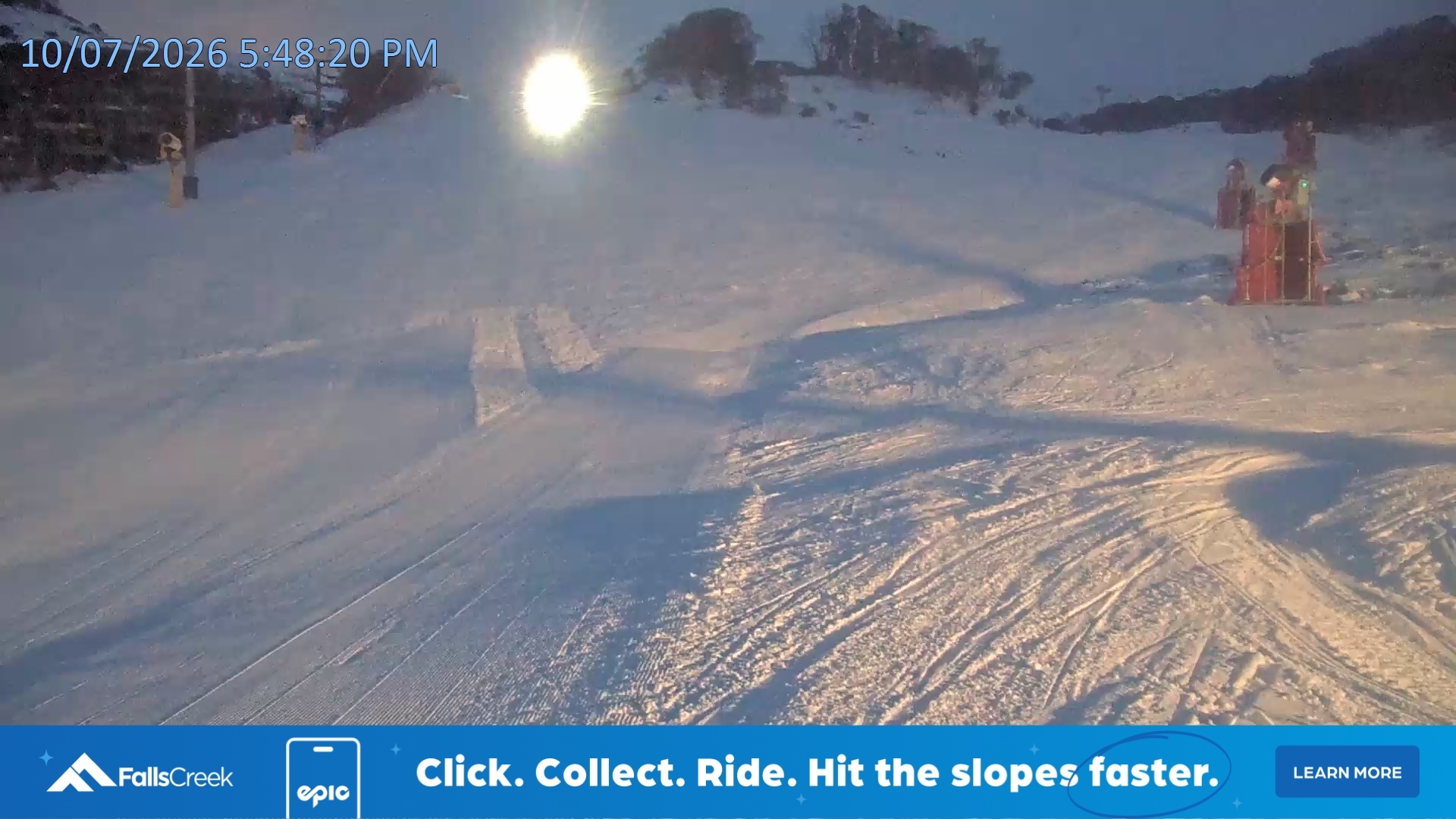 Falls Creek Towers Chair snow cam captured at 10 July 2026 at 5:59 pm AEST