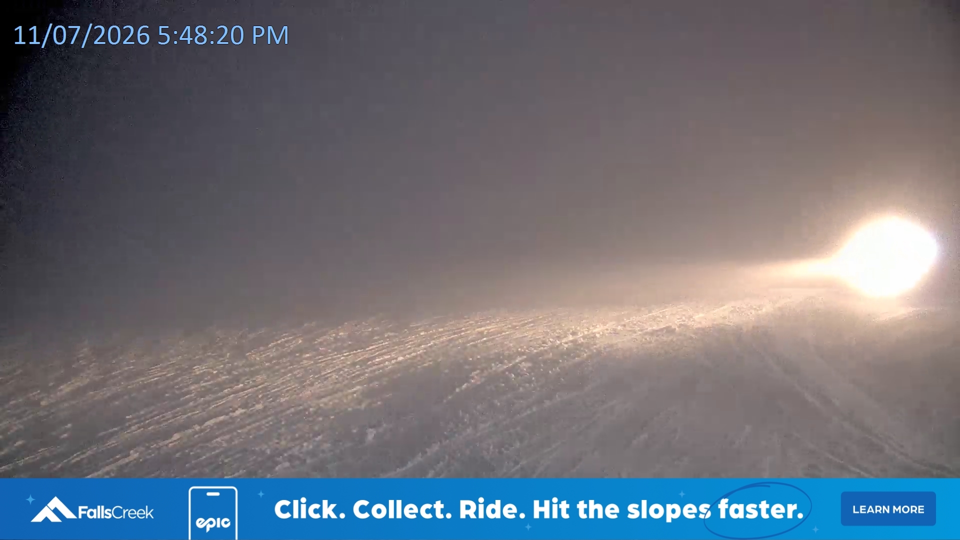 Falls Creek Towers Chair snow cam captured at 11 July 2026 at 6:00 pm AEST