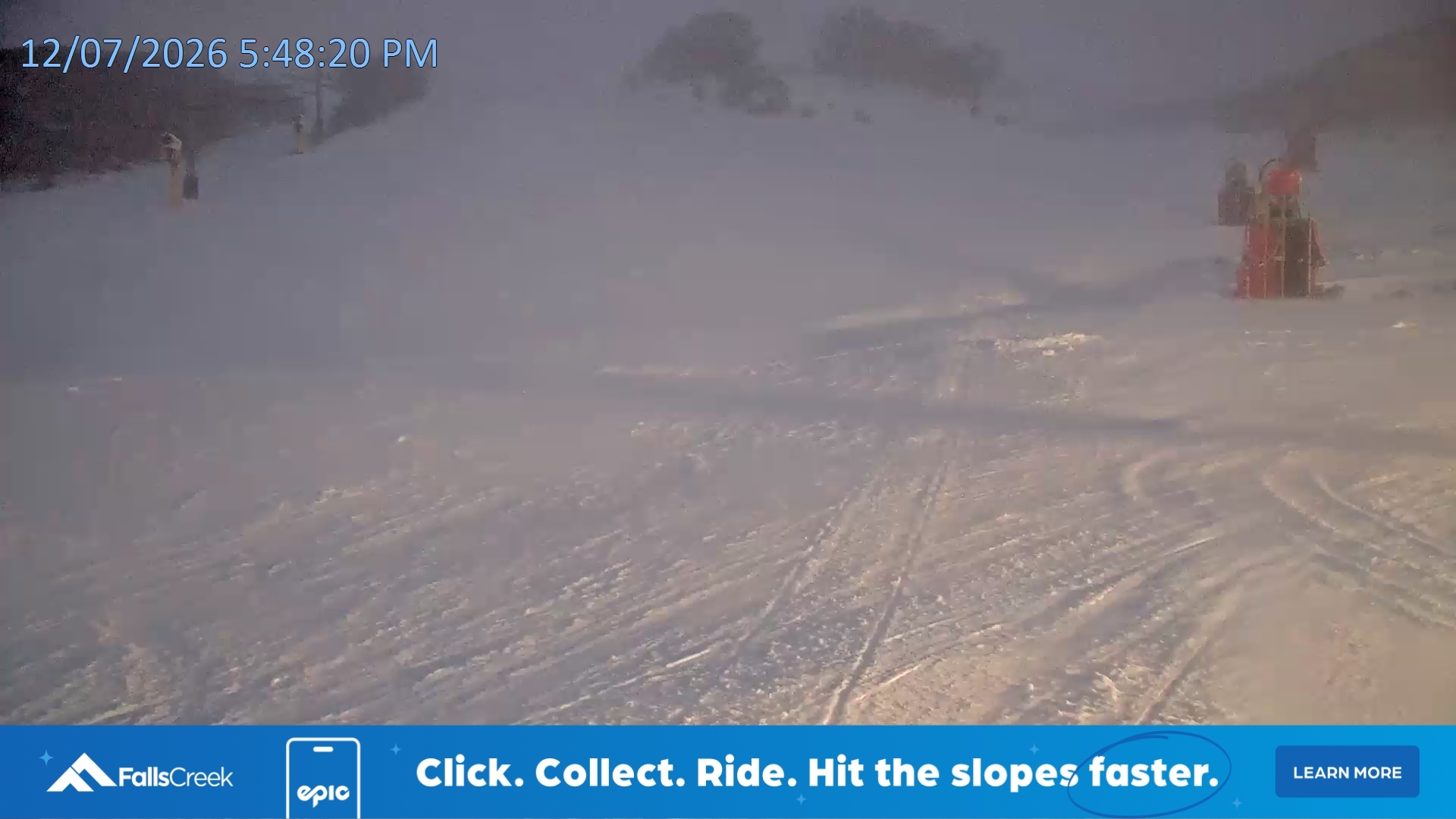 Falls Creek Towers Chair snow cam captured at 12 July 2026 at 6:00 pm AEST