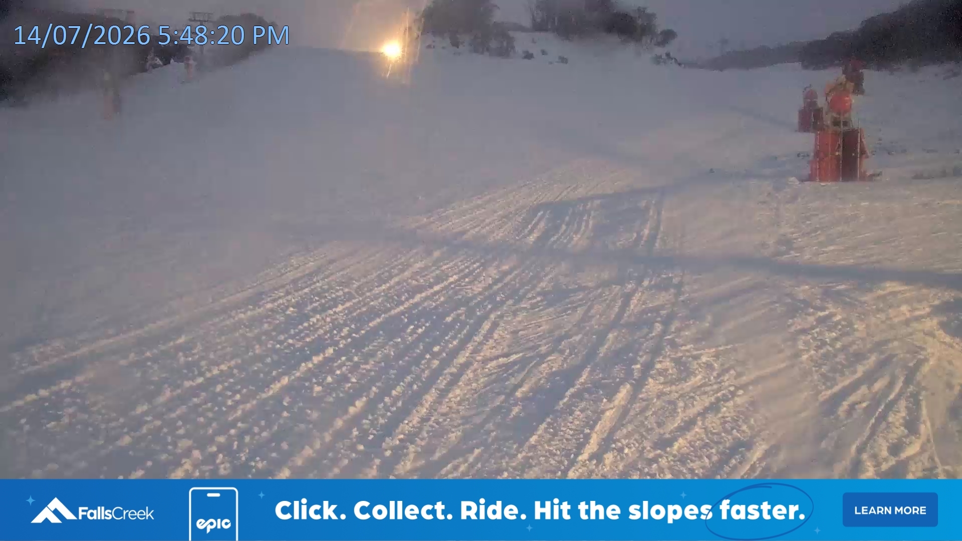 Falls Creek Towers Chair snow cam captured at 14 July 2026 at 5:50 pm AEST