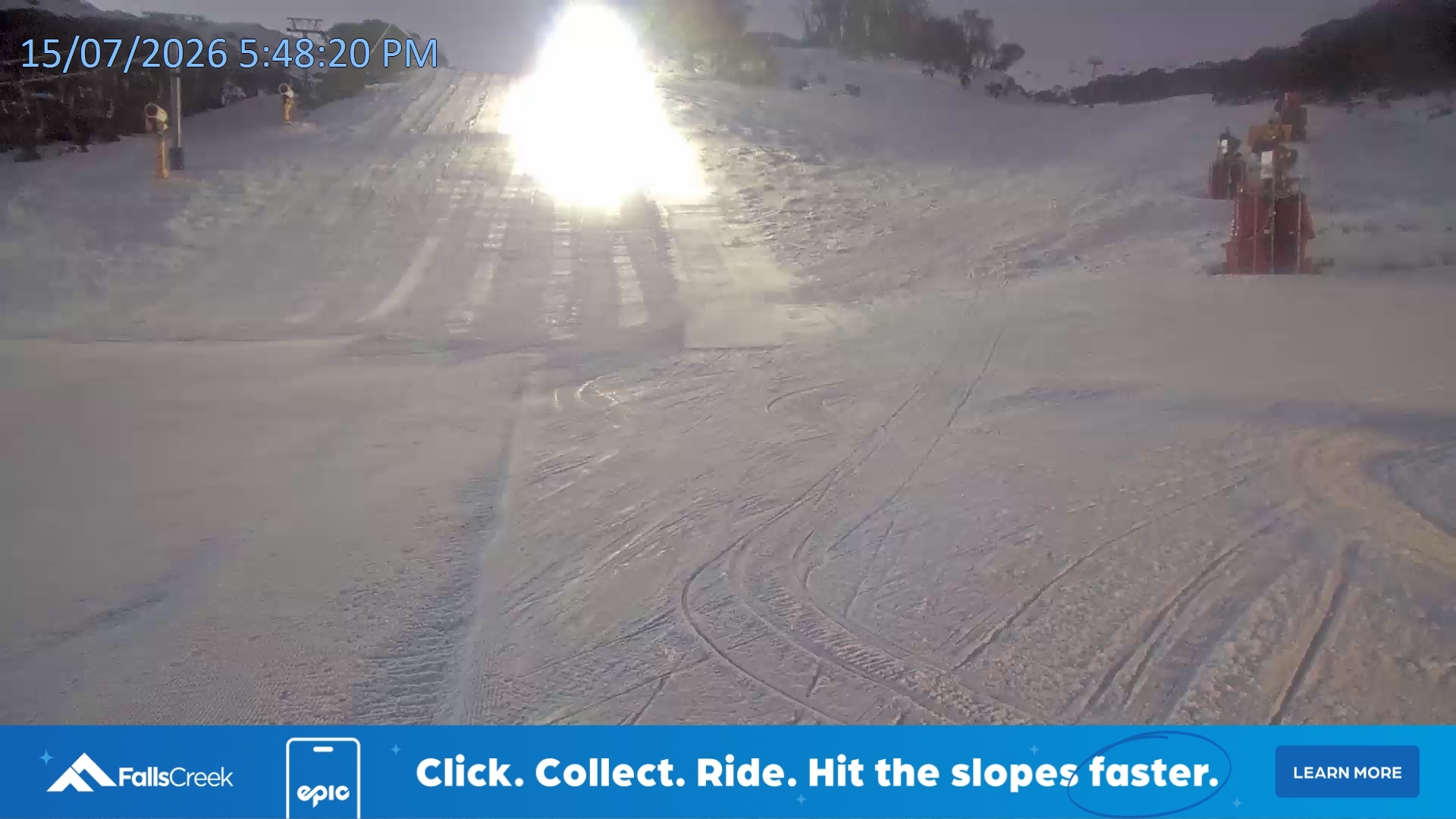 Falls Creek Towers Chair snow cam captured at 15 July 2026 at 5:51 pm AEST