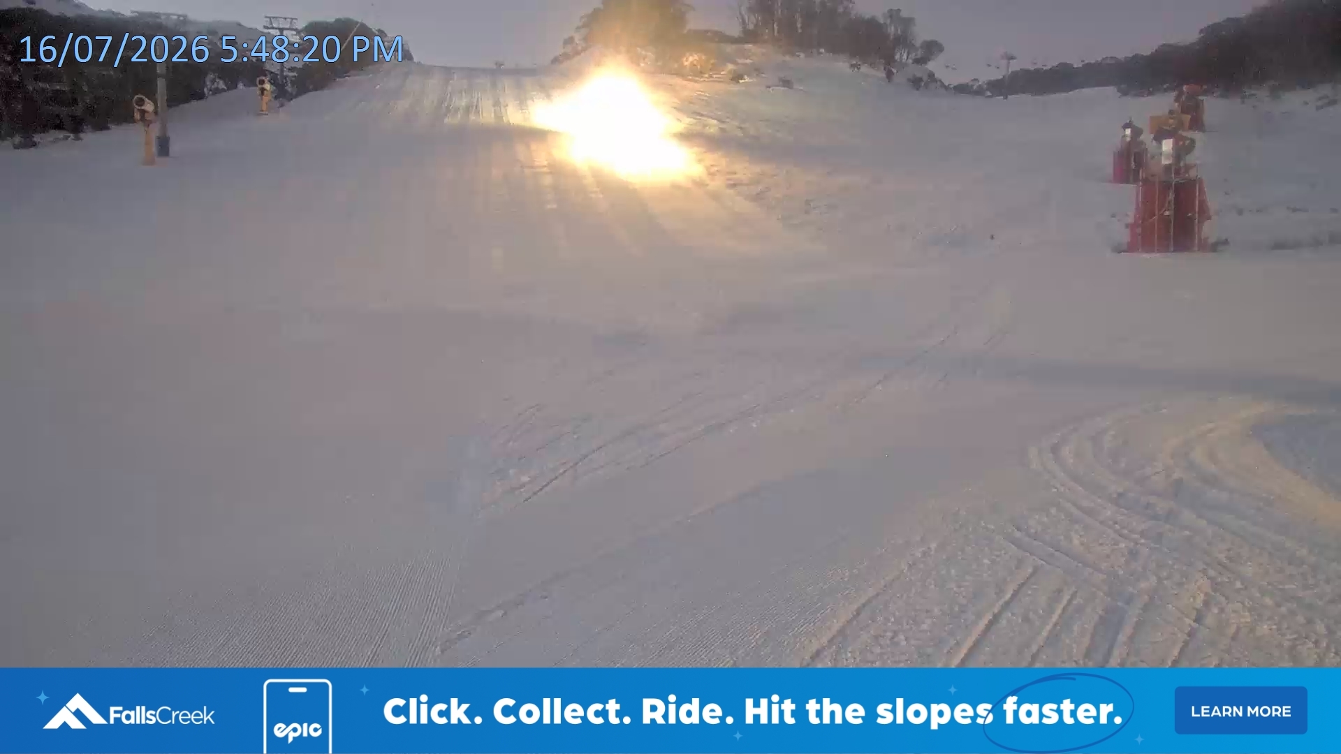 Falls Creek Towers Chair snow cam captured at 16 July 2026 at 5:52 pm AEST