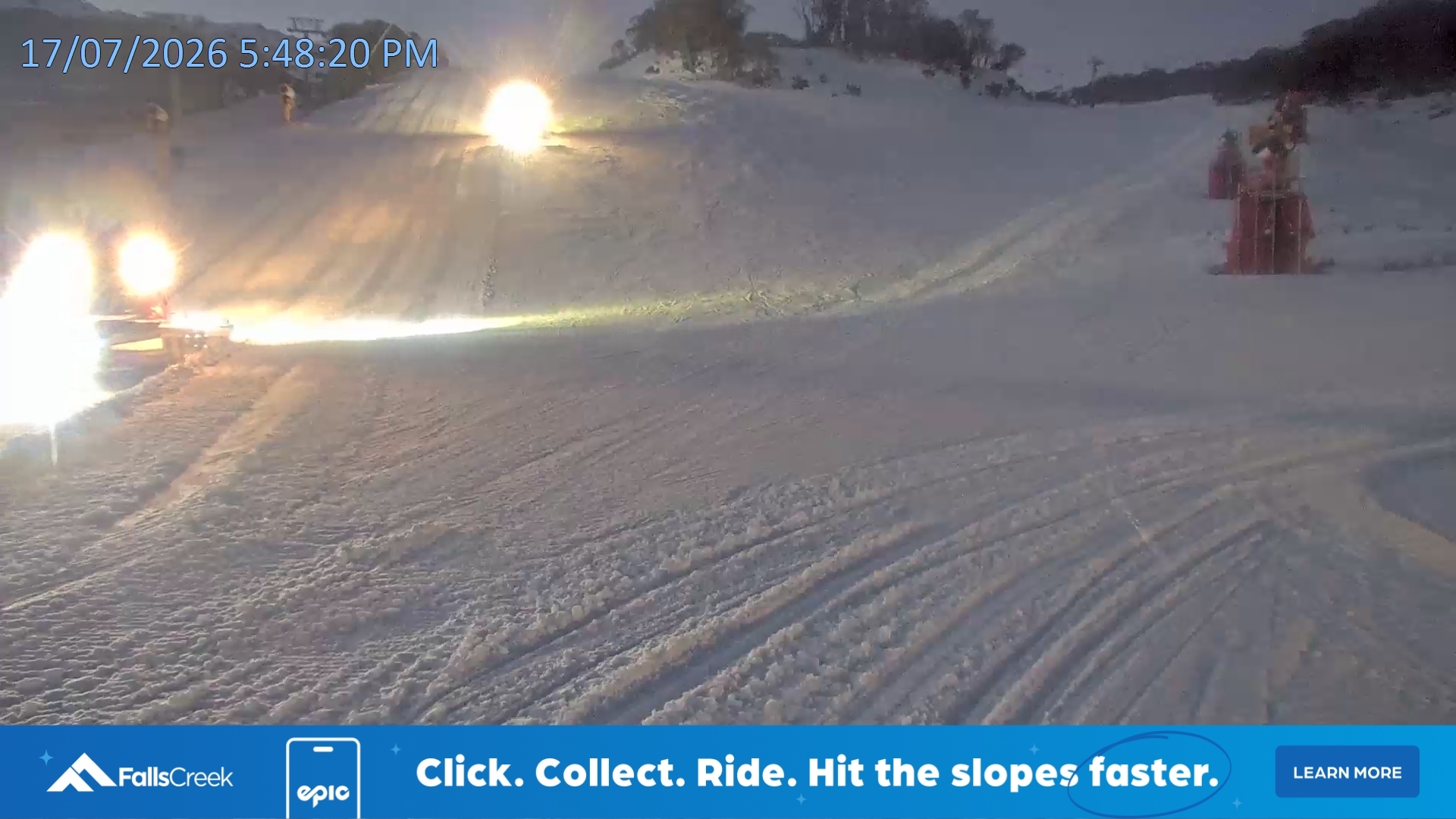 Falls Creek Towers Chair snow cam captured at 17 July 2026 at 5:53 pm AEST
