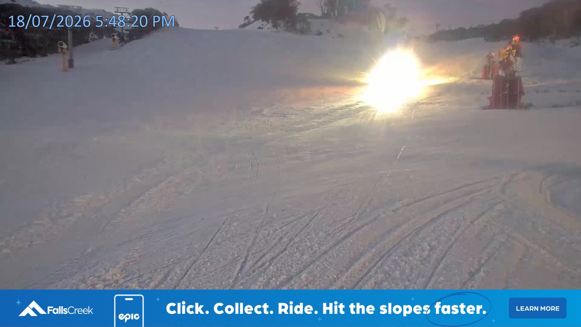 Falls Creek Towers Chair snow cam captured at 18 July 2026 at 5:54 pm AEST