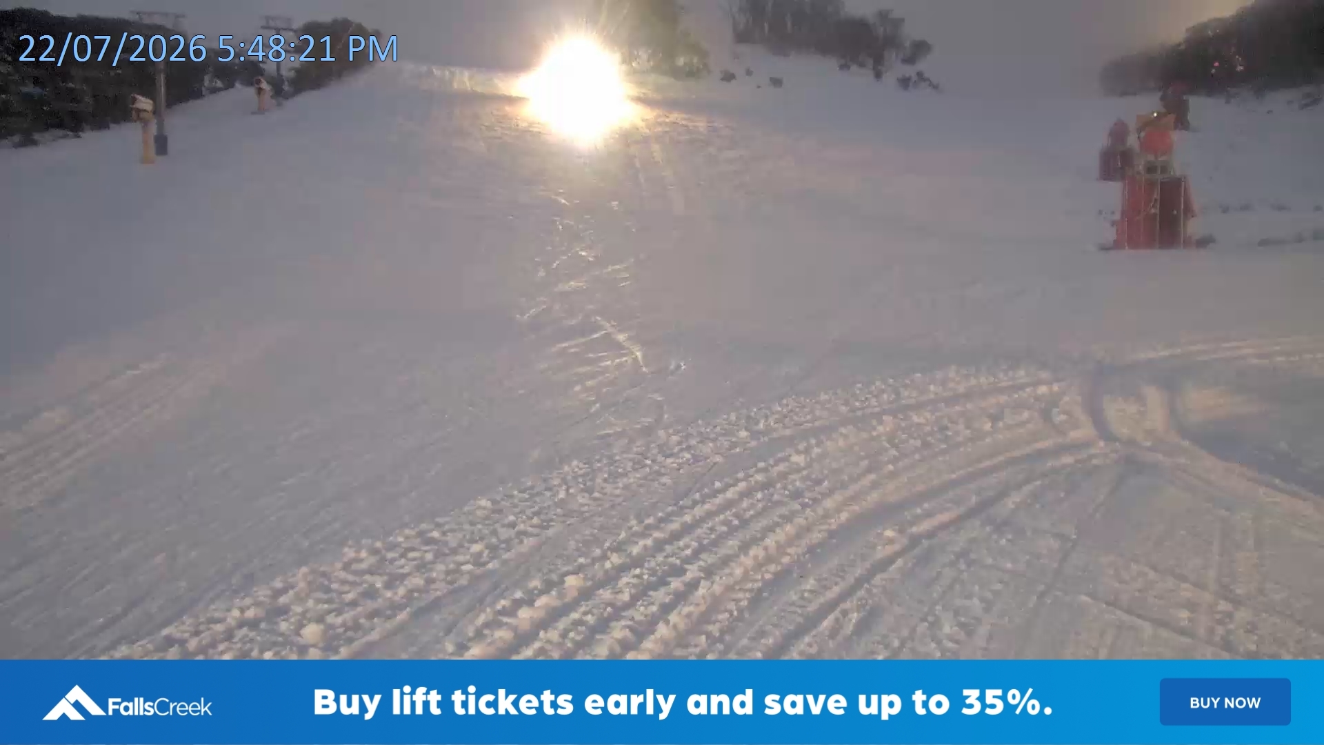 Falls Creek Towers Chair snow cam captured at 22 July 2026 at 5:58 pm AEST