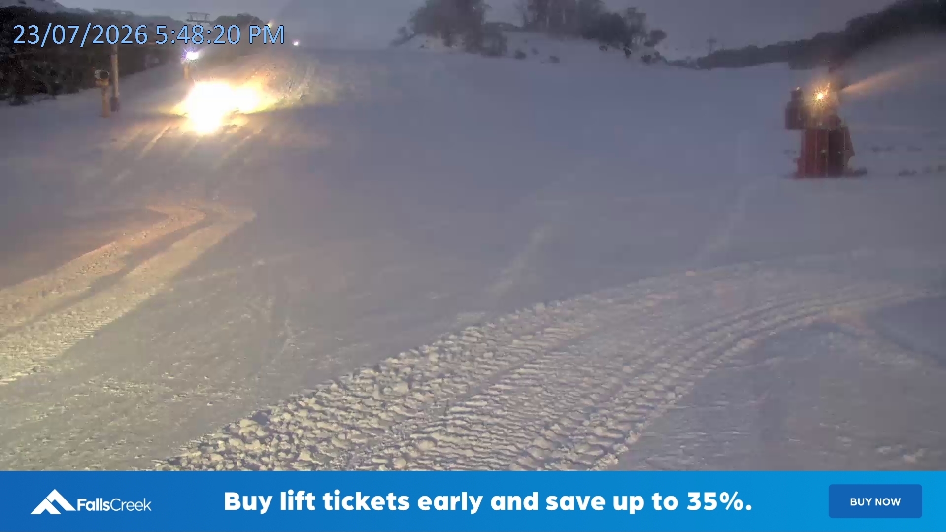 Falls Creek Towers Chair snow cam captured at 23 July 2026 at 5:59 pm AEST