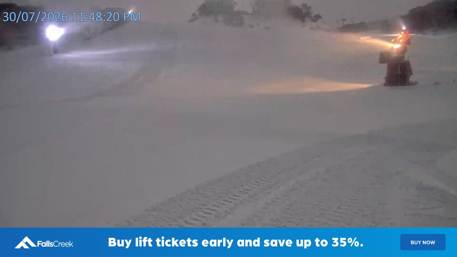 Falls Creek Towers Chair snow cam captured at 30 July 2026 at 11:58 pm AEST