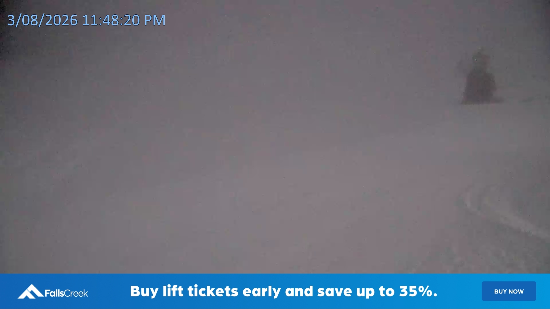 Falls Creek Towers Chair snow cam captured at 3 August 2026 at 11:54 pm AEST