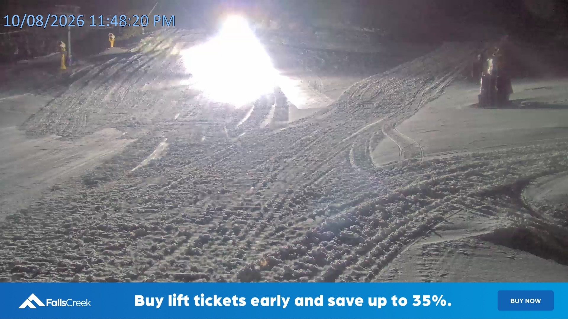 Falls Creek Towers Chair snow cam captured at 10 August 2026 at 11:57 pm AEST