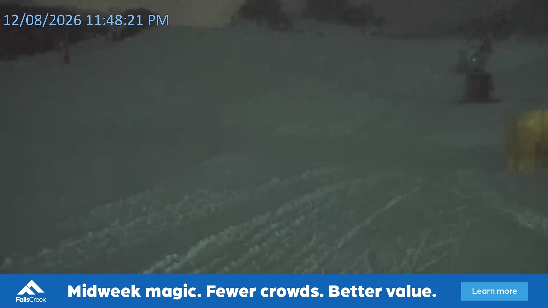 Falls Creek Towers Chair snow cam captured at 12 August 2026 at 11:52 pm AEST
