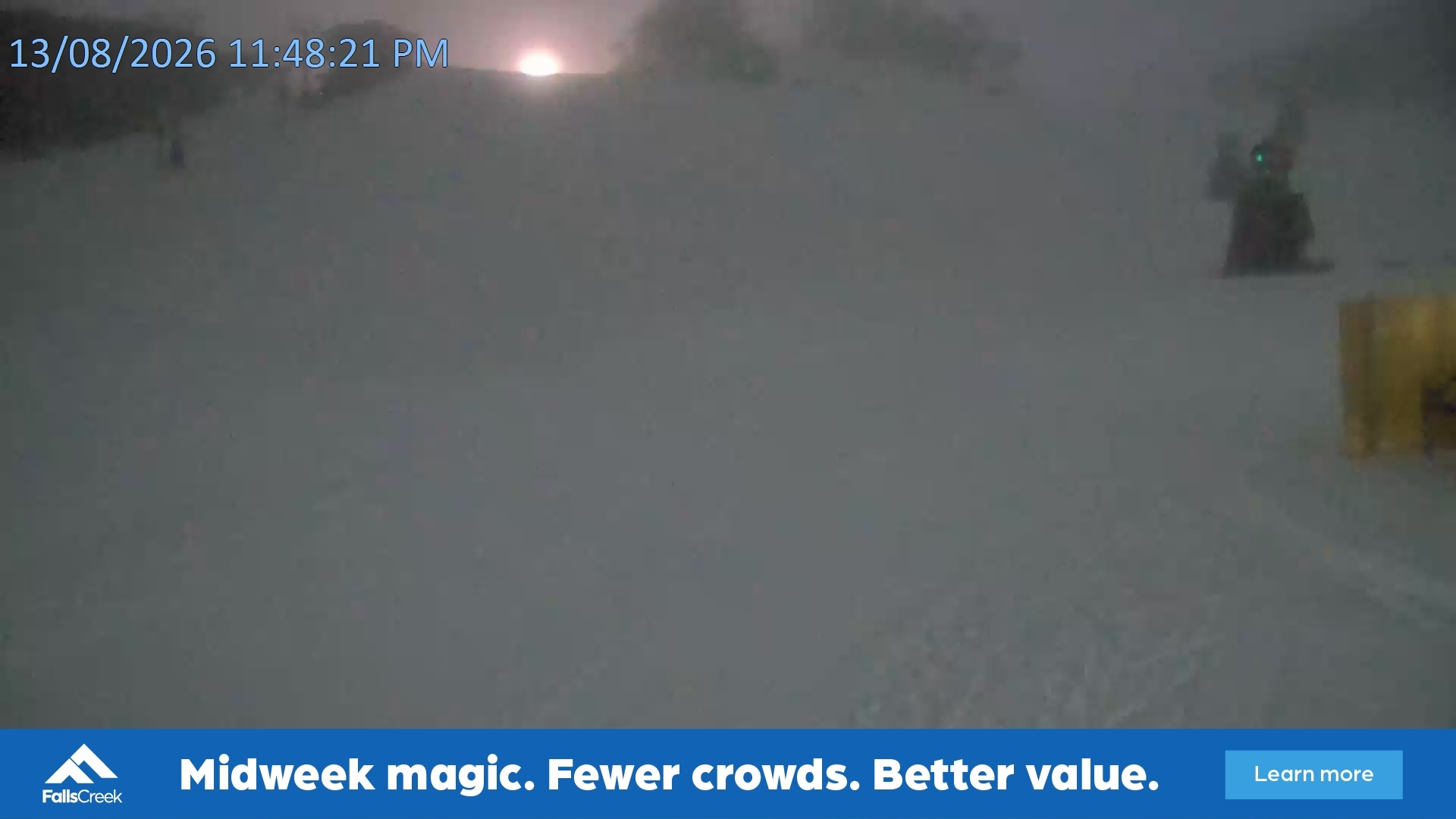 Falls Creek Towers Chair snow cam captured at 13 August 2026 at 11:54 pm AEST