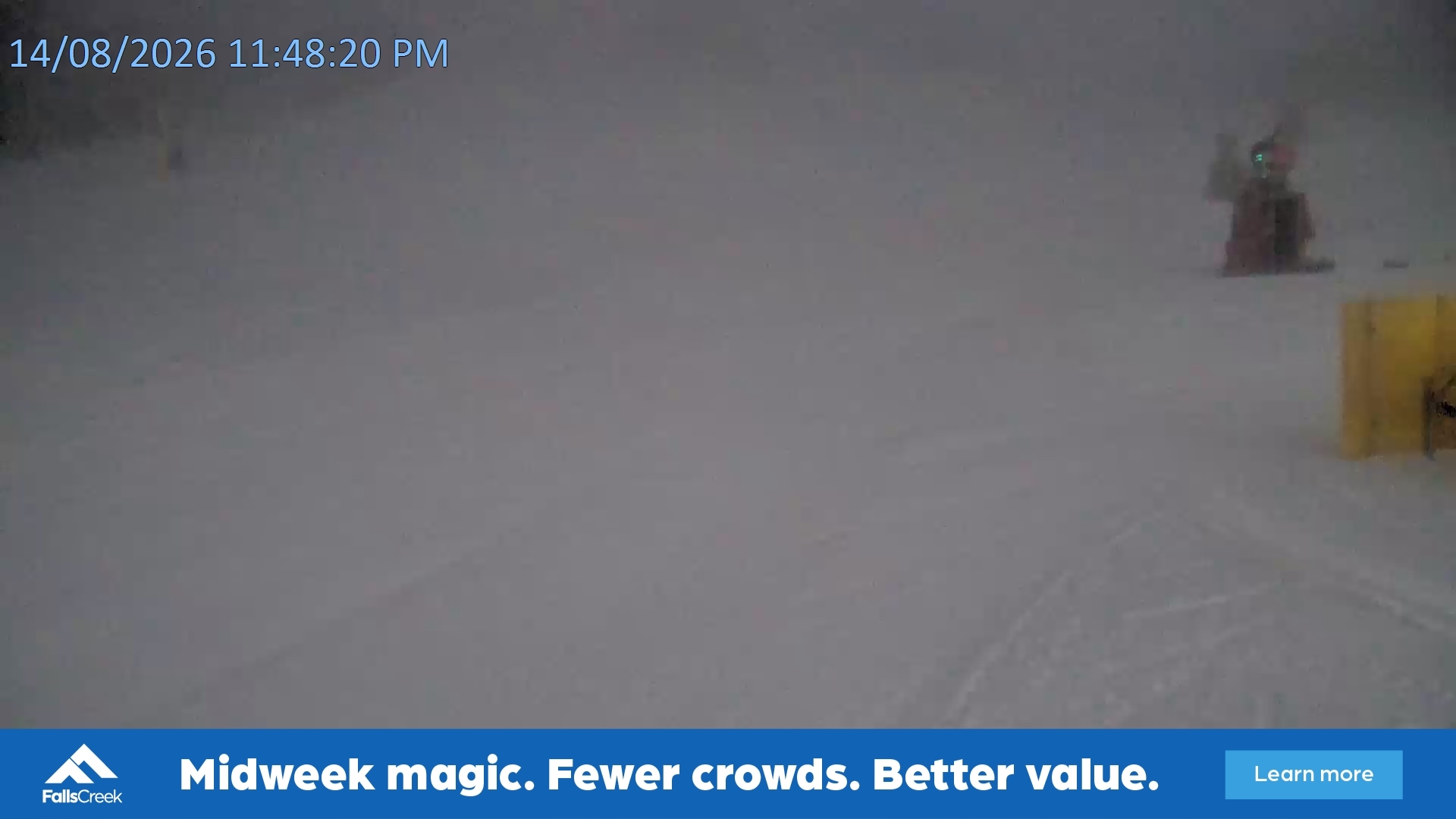 Falls Creek Towers Chair snow cam captured at 14 August 2026 at 11:55 pm AEST