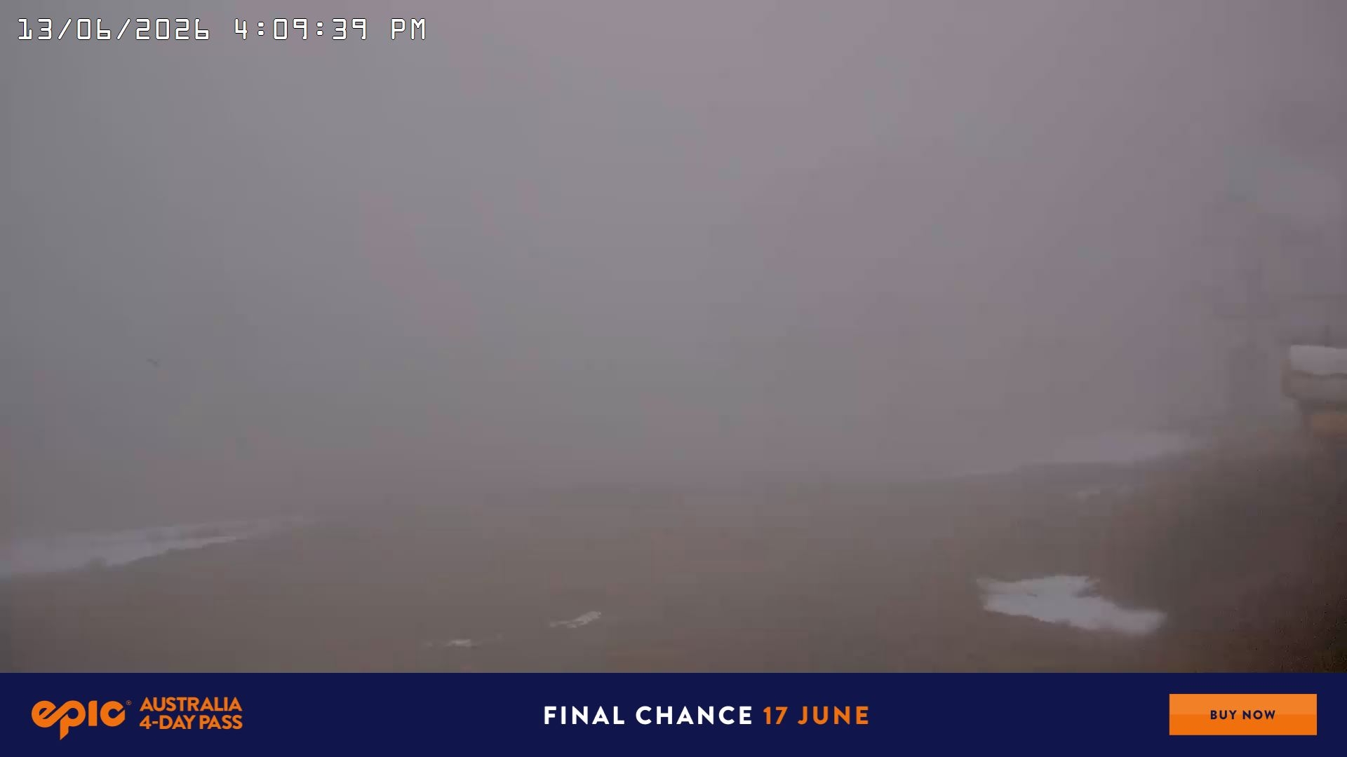 Falls Creek Main Street snow cam captured at 13 June 2026, 6:10 am
