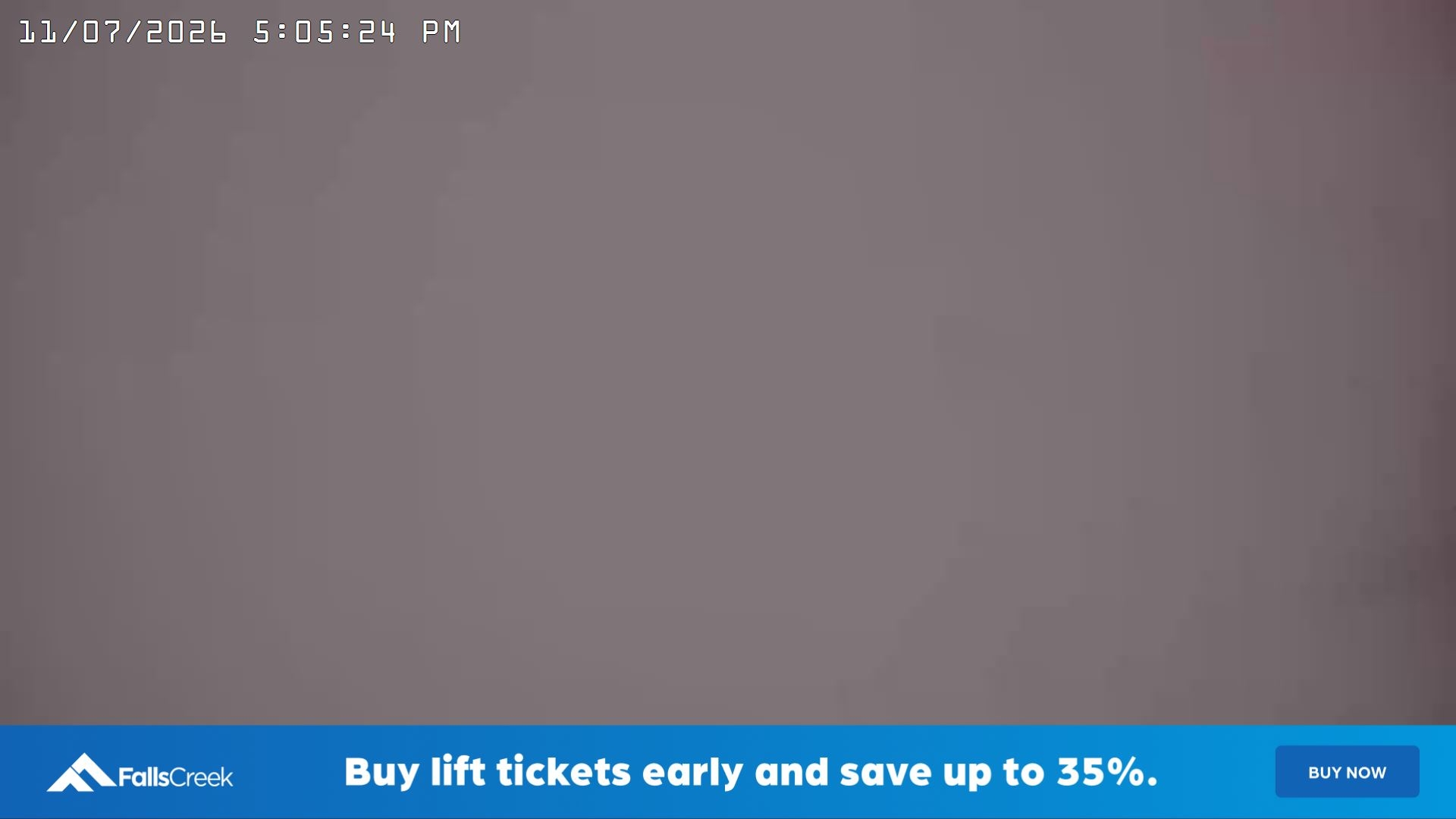 Falls Creek Main Street snow cam captured at 11 July 2026 at 5:16 pm AEST