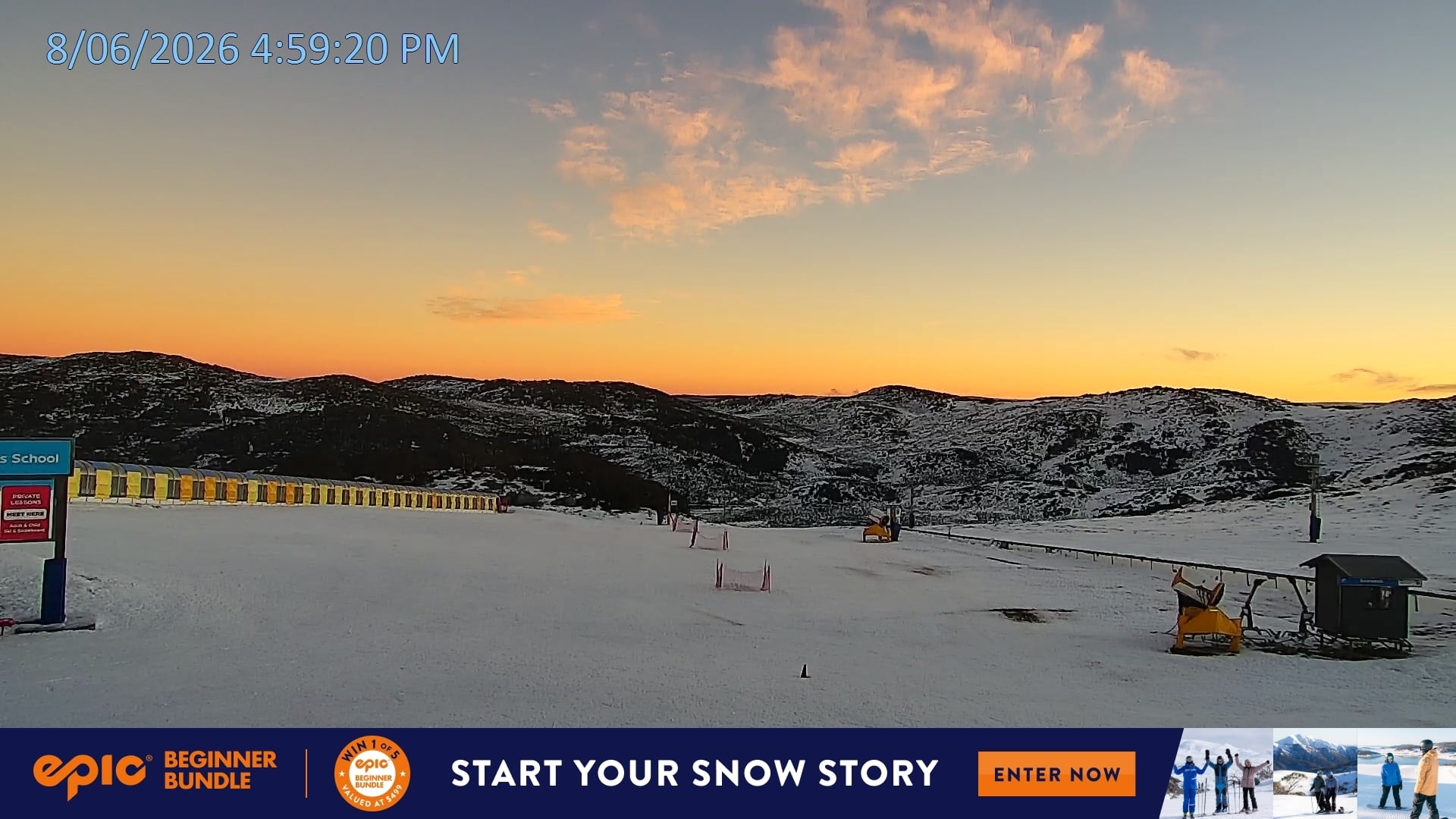 Falls Creek Mouse Trap snow cam captured at 8 June 2026, 7:04 am