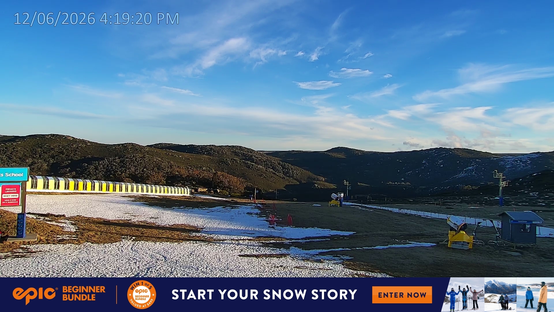 Falls Creek Mouse Trap snow cam captured at 12 June 2026, 6:22 am