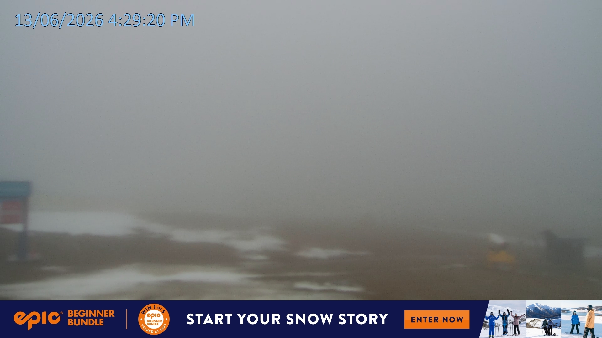 Falls Creek Mouse Trap snow cam captured at 13 June 2026, 6:30 am
