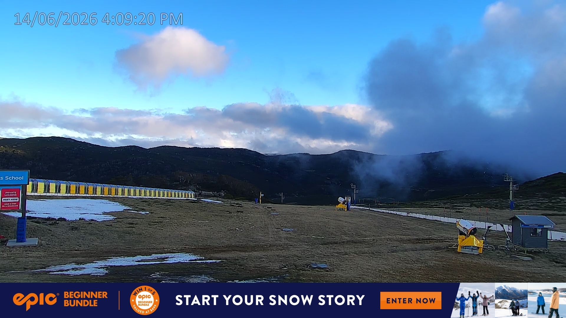 Falls Creek Mouse Trap snow cam captured at 14 June 2026, 6:11 am