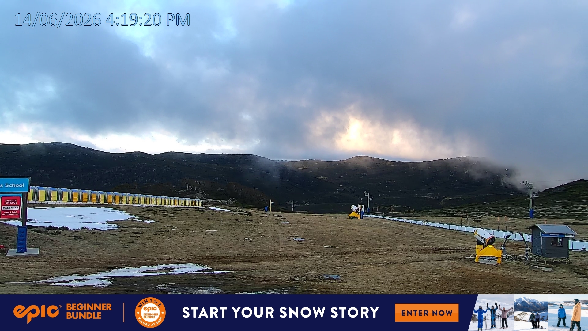 Falls Creek Mouse Trap snow cam captured at 14 June 2026, 6:23 am