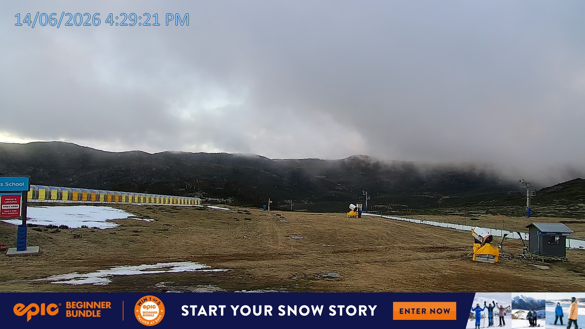 Falls Creek Mouse Trap snow cam captured at 14 June 2026, 6:35 am