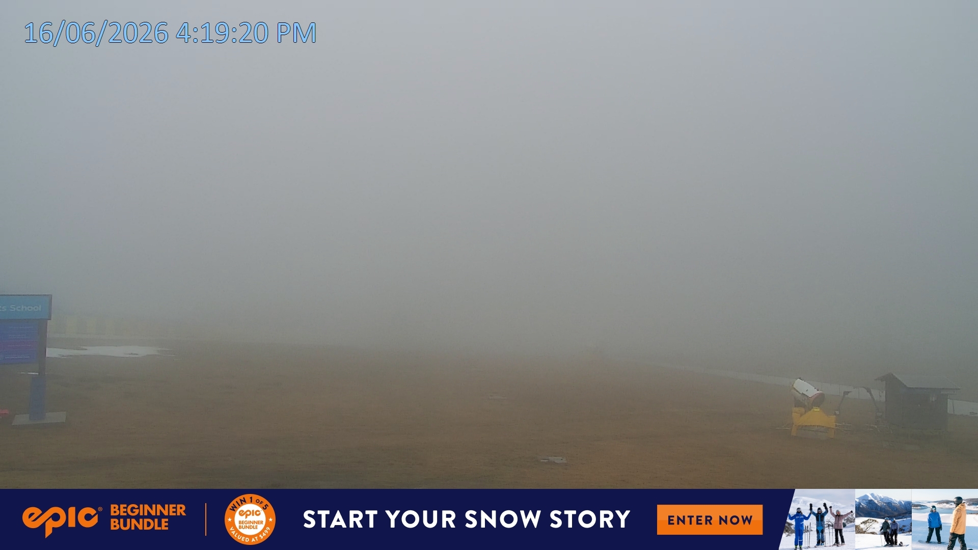 Falls Creek Mouse Trap snow cam captured at 16 June 2026, 6:25 am