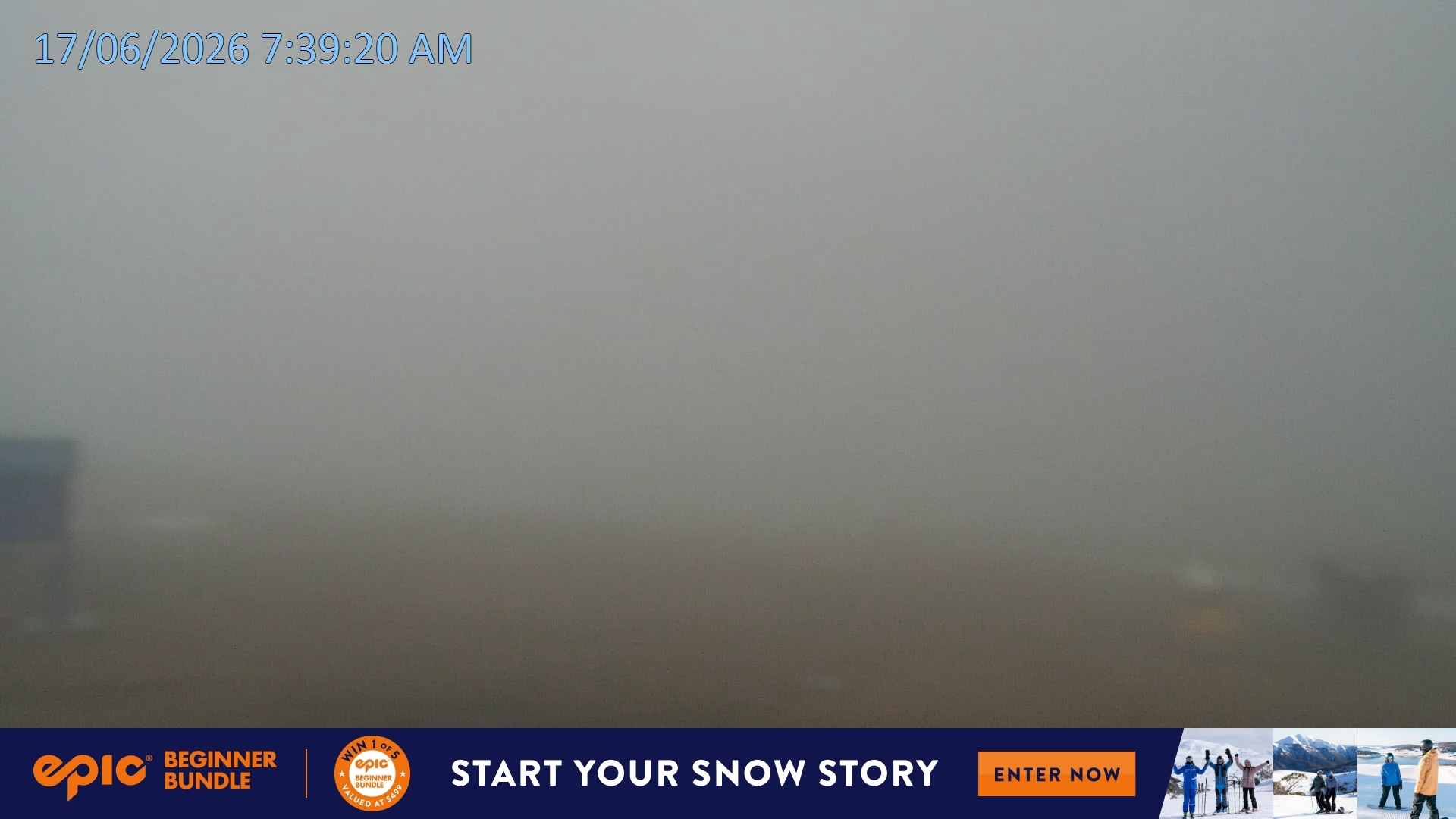 Falls Creek Mouse Trap snow cam captured at 16 June 2026, 9:43 pm