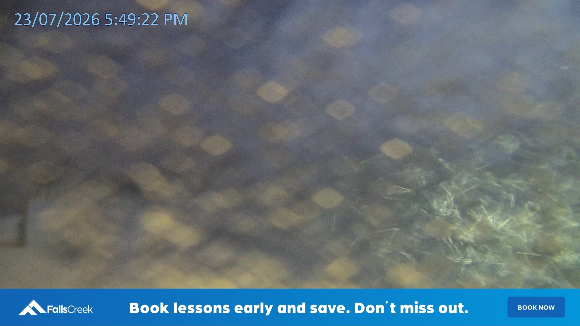 Falls Creek Mouse Trap snow cam captured at 23 July 2026 at 5:50 pm AEST