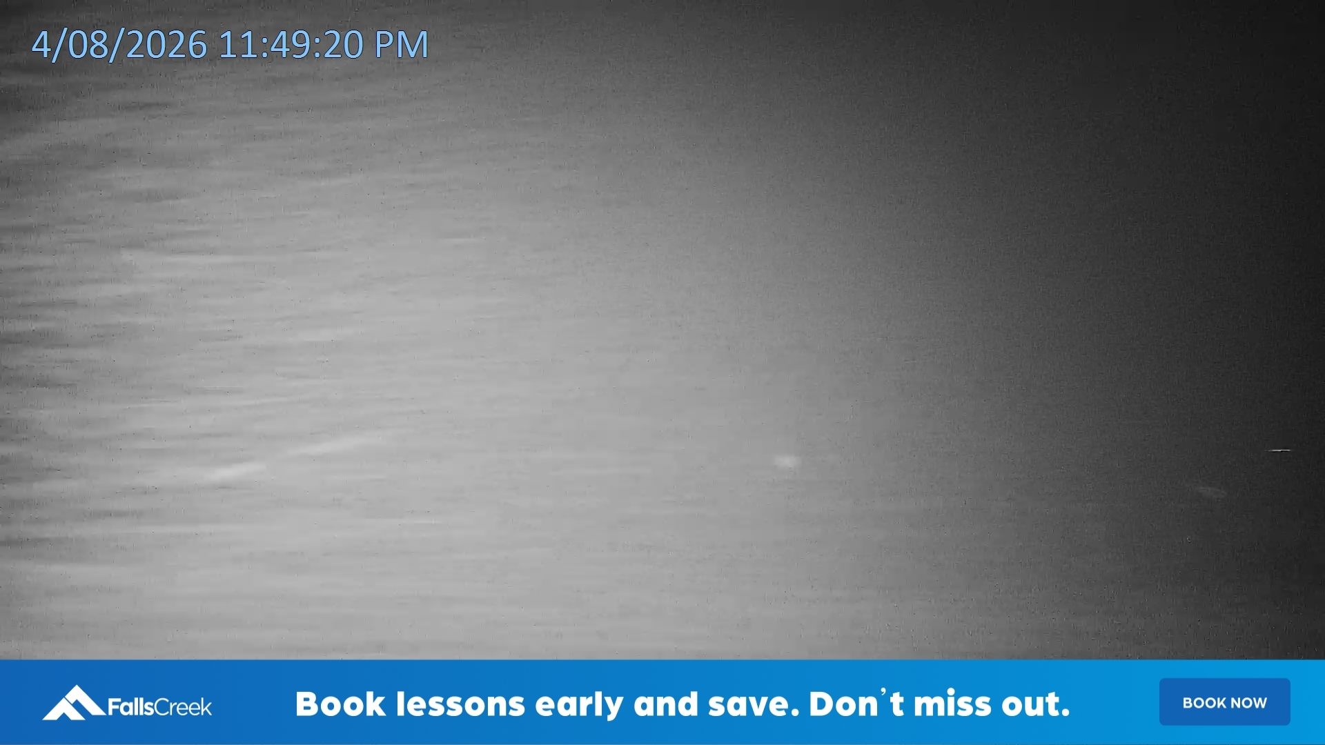 Falls Creek Mouse Trap snow cam captured at 4 August 2026 at 11:55 pm AEST