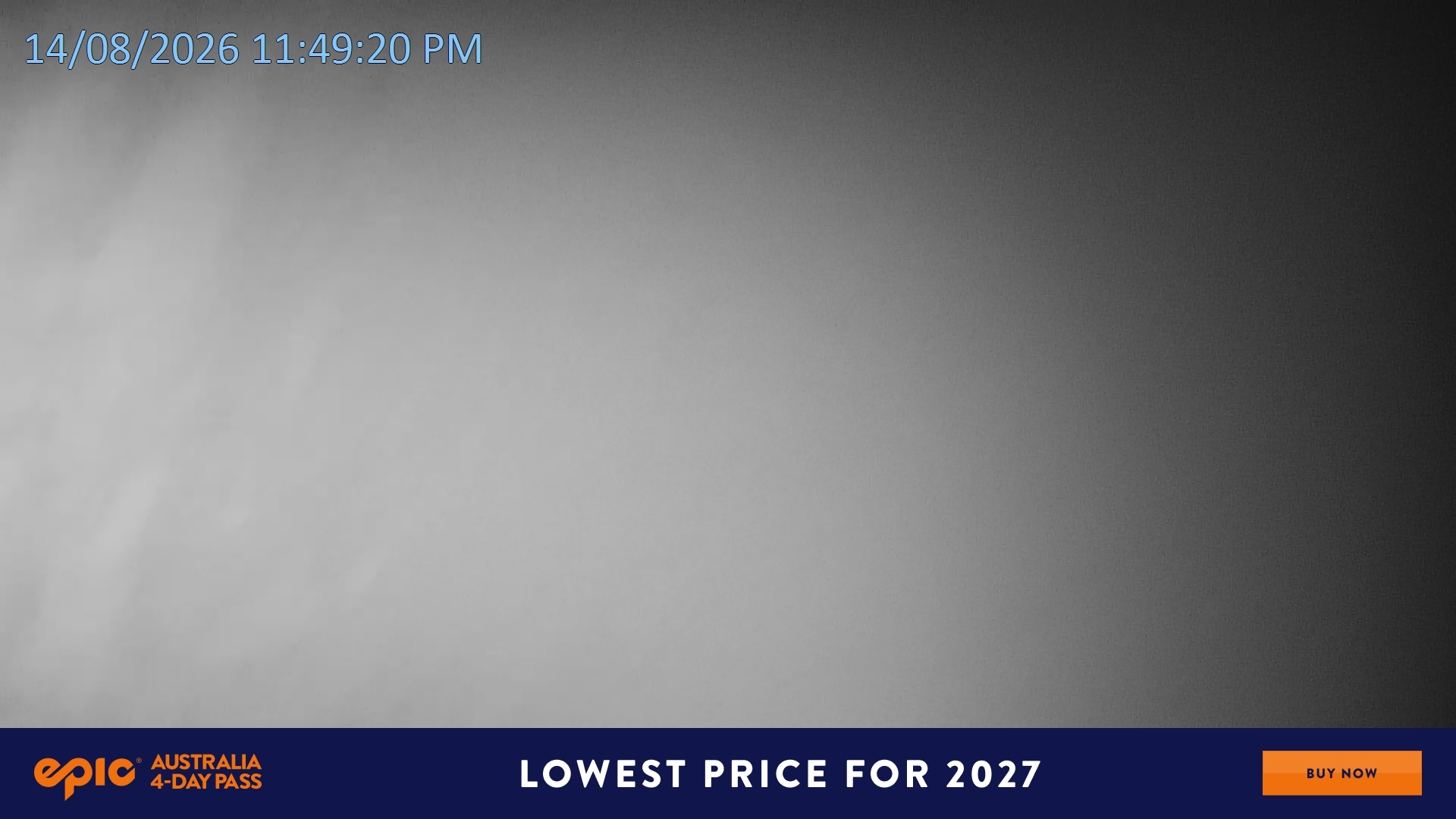 Falls Creek Mouse Trap snow cam captured at 14 August 2026 at 11:55 pm AEST