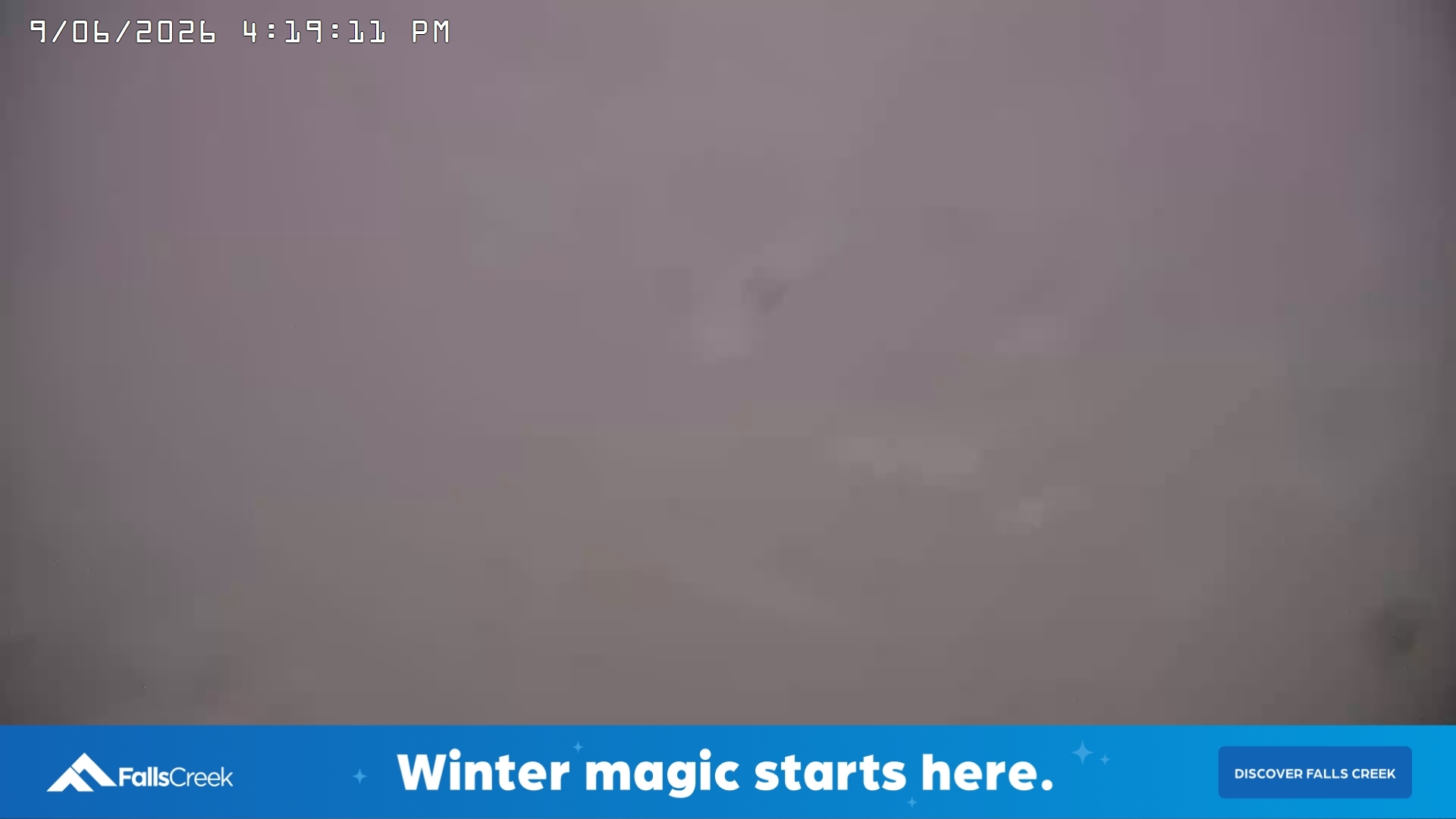 Falls Creek Village snow cam captured at 9 June 2026, 6:25 am