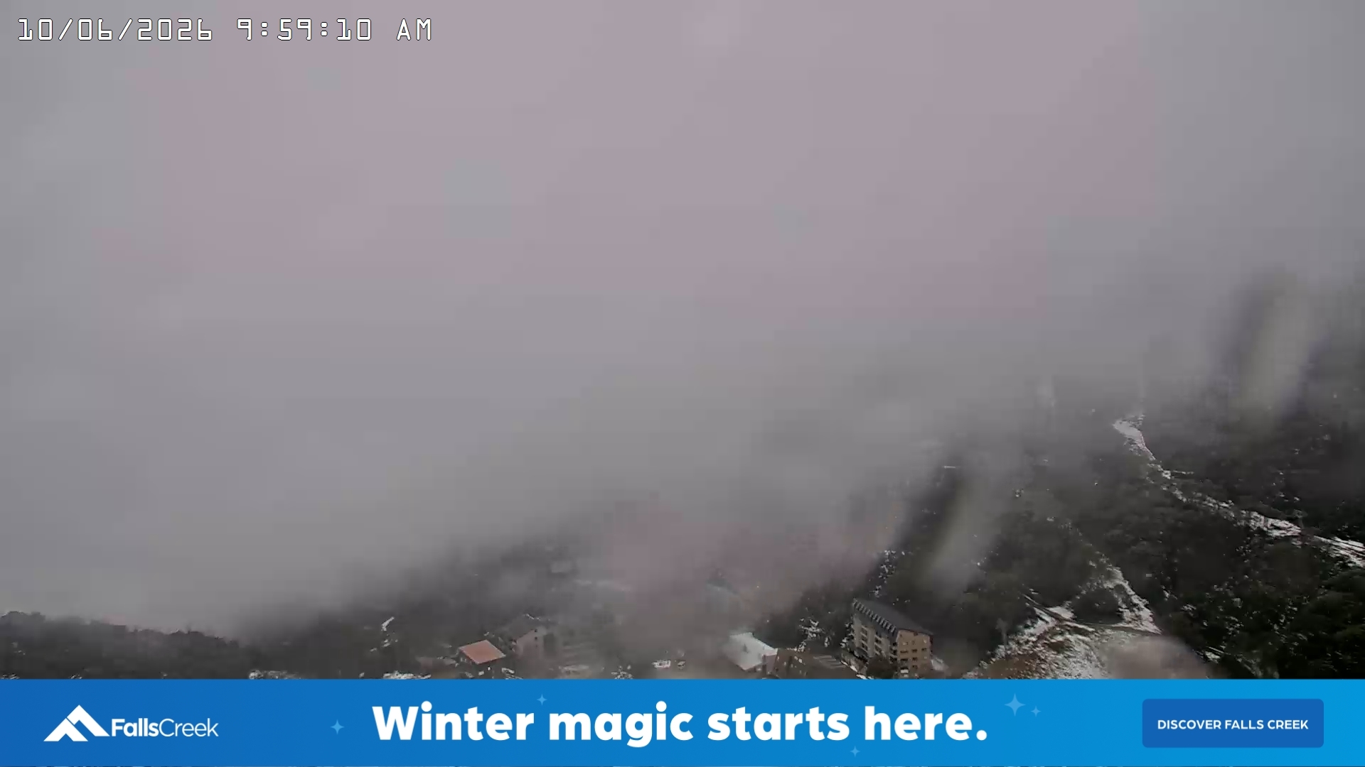 Falls Creek Village snow cam captured at 10 June 2026, 12:01 am