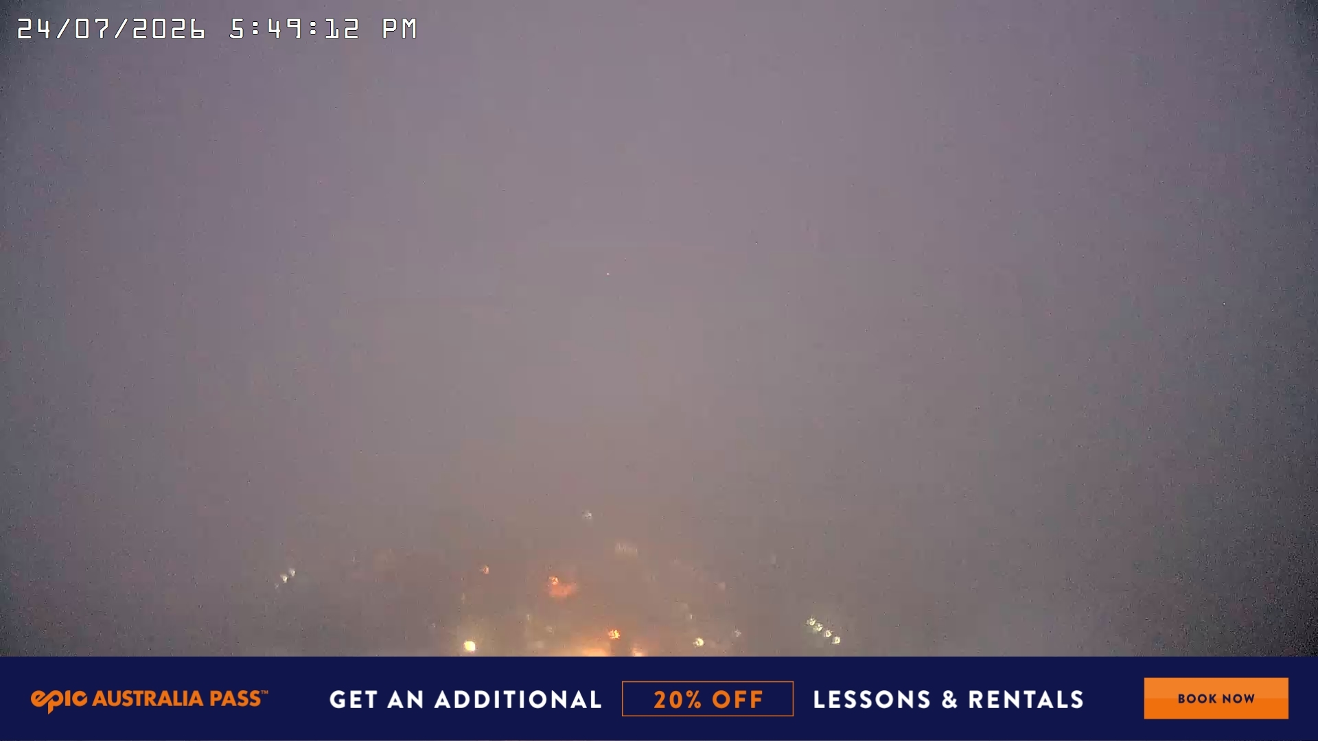 Falls Creek Village View snow cam captured at 24 July 2026 at 6:00 pm AEST