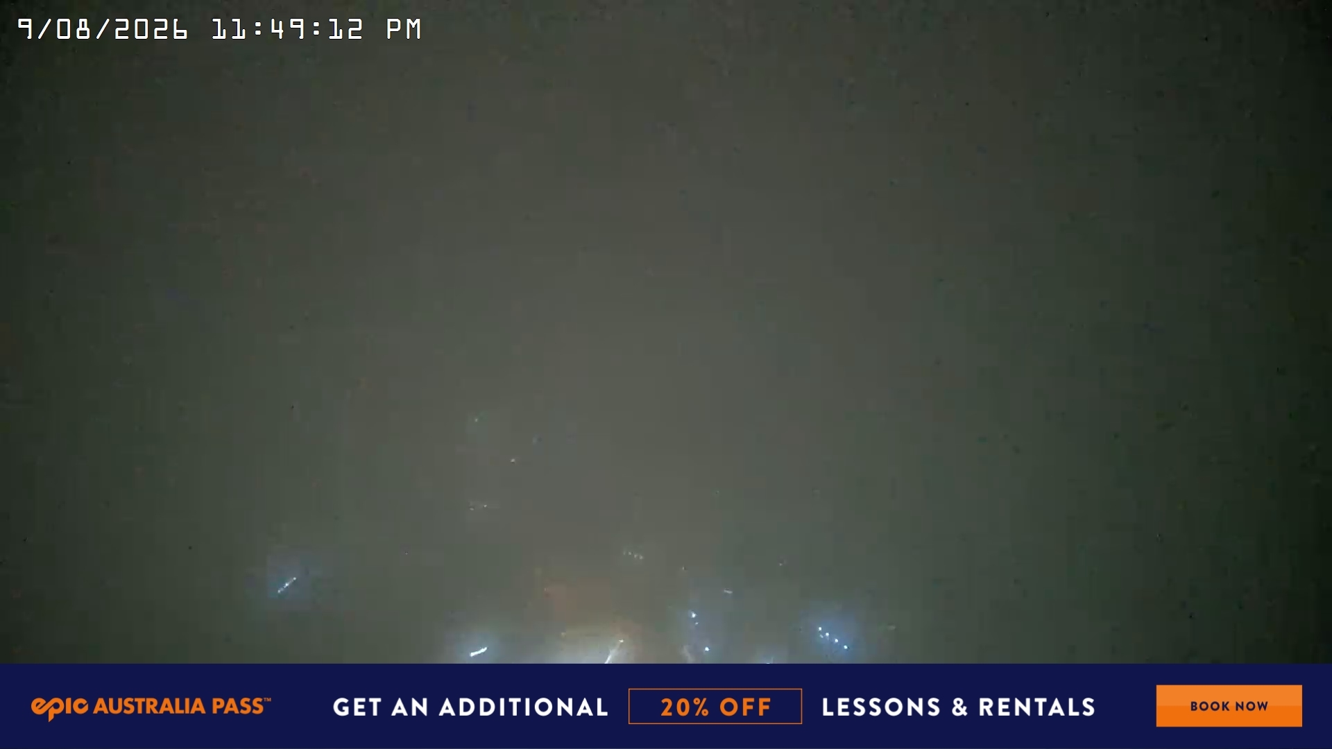 Falls Creek Village View snow cam captured at 9 August 2026 at 11:56 pm AEST