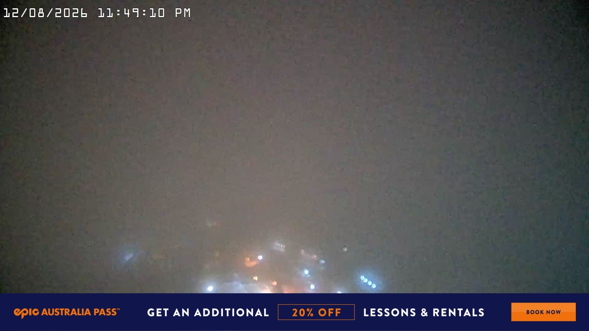 Falls Creek Village View snow cam captured at 12 August 2026 at 11:52 pm AEST