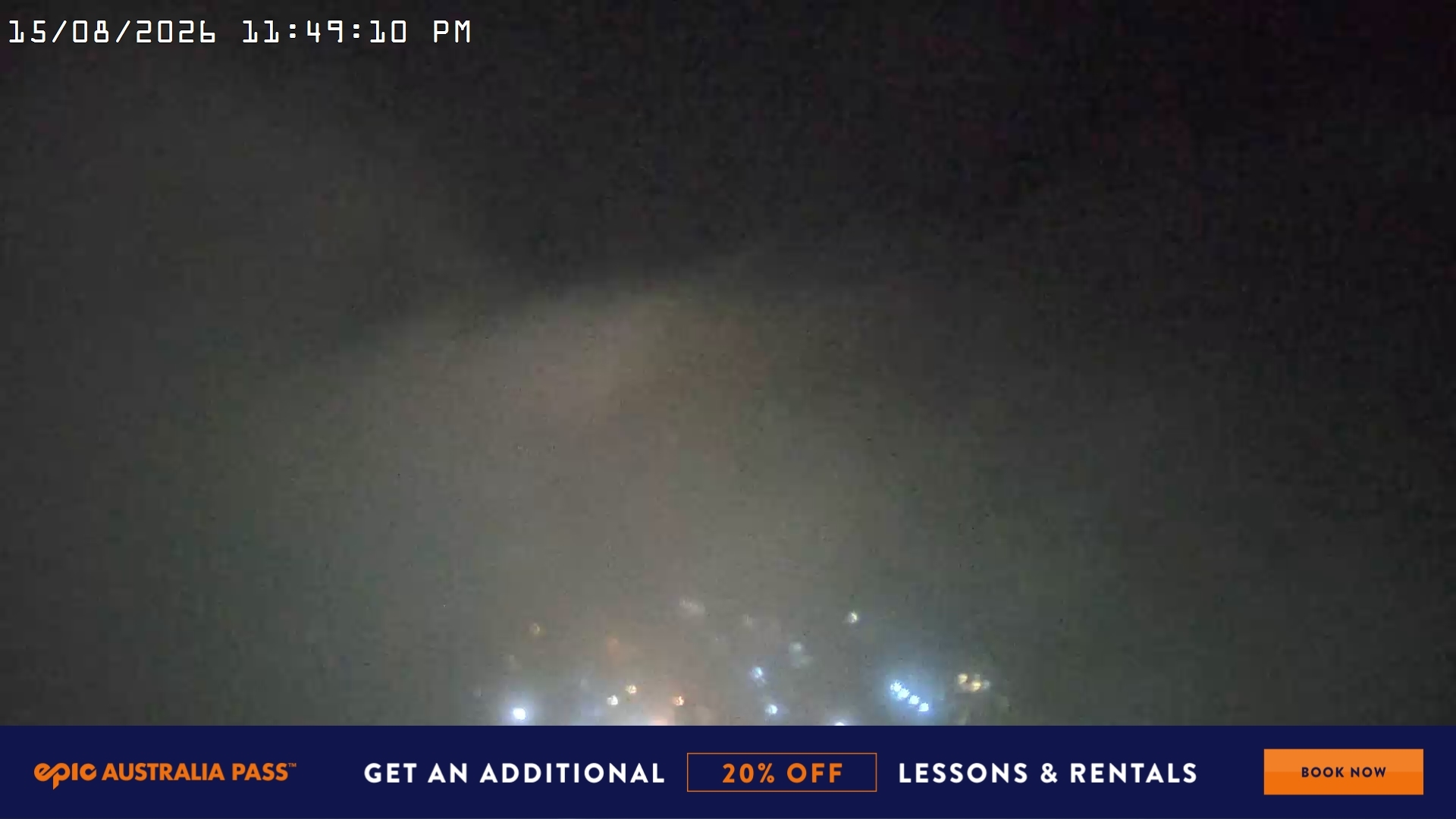 Falls Creek Village View snow cam captured at 15 August 2026 at 11:56 pm AEST