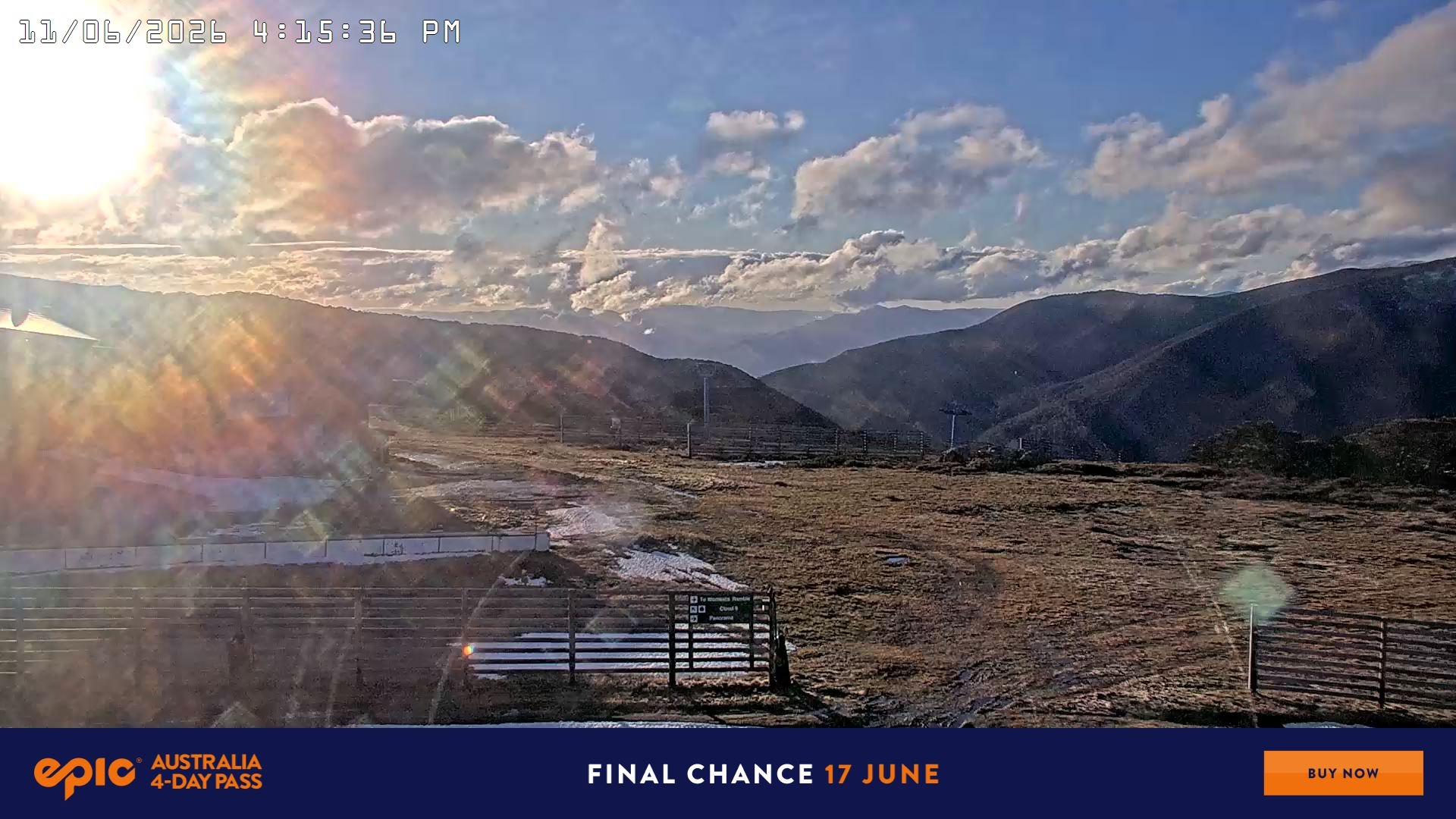 Falls Creek Cloud 9 snow cam captured at 11 June 2026, 6:20 am