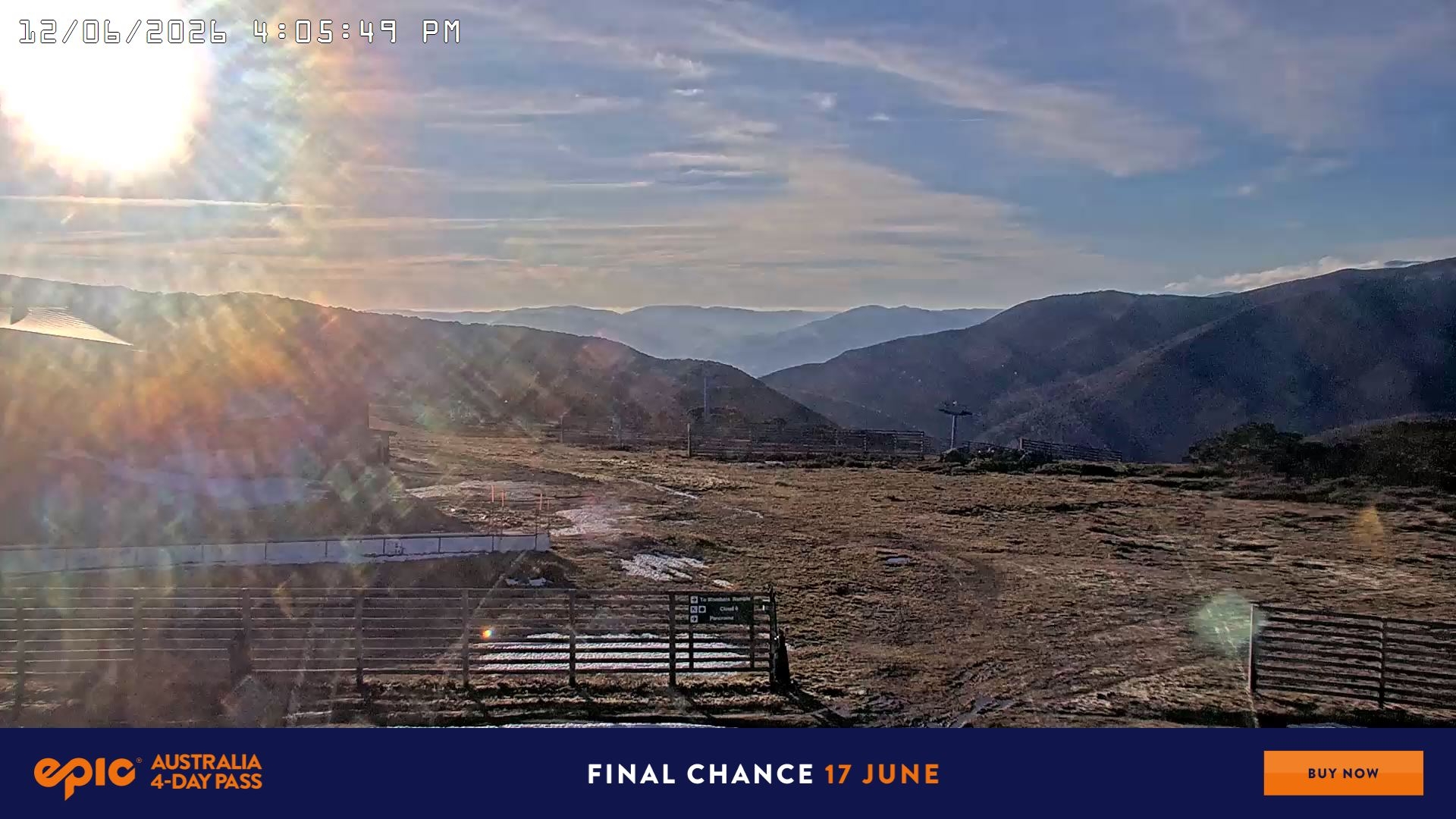 Falls Creek Cloud 9 snow cam captured at 12 June 2026, 6:14 am