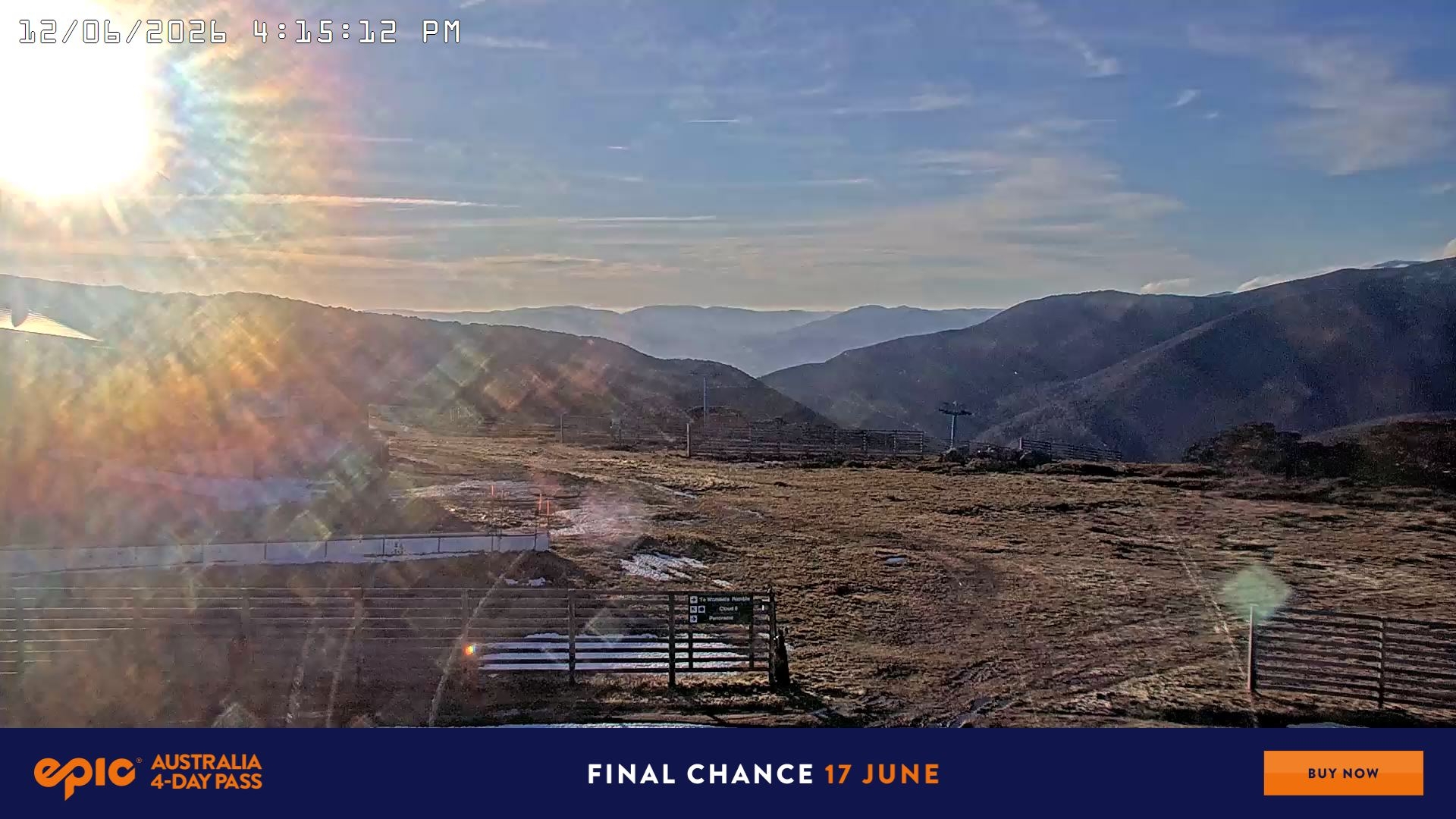 Falls Creek Cloud 9 snow cam captured at 12 June 2026, 6:20 am