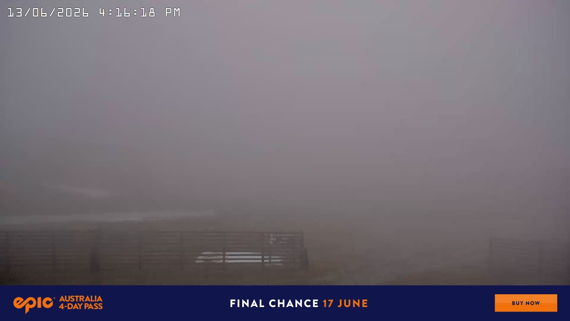 Falls Creek Cloud 9 snow cam captured at 13 June 2026, 6:22 am