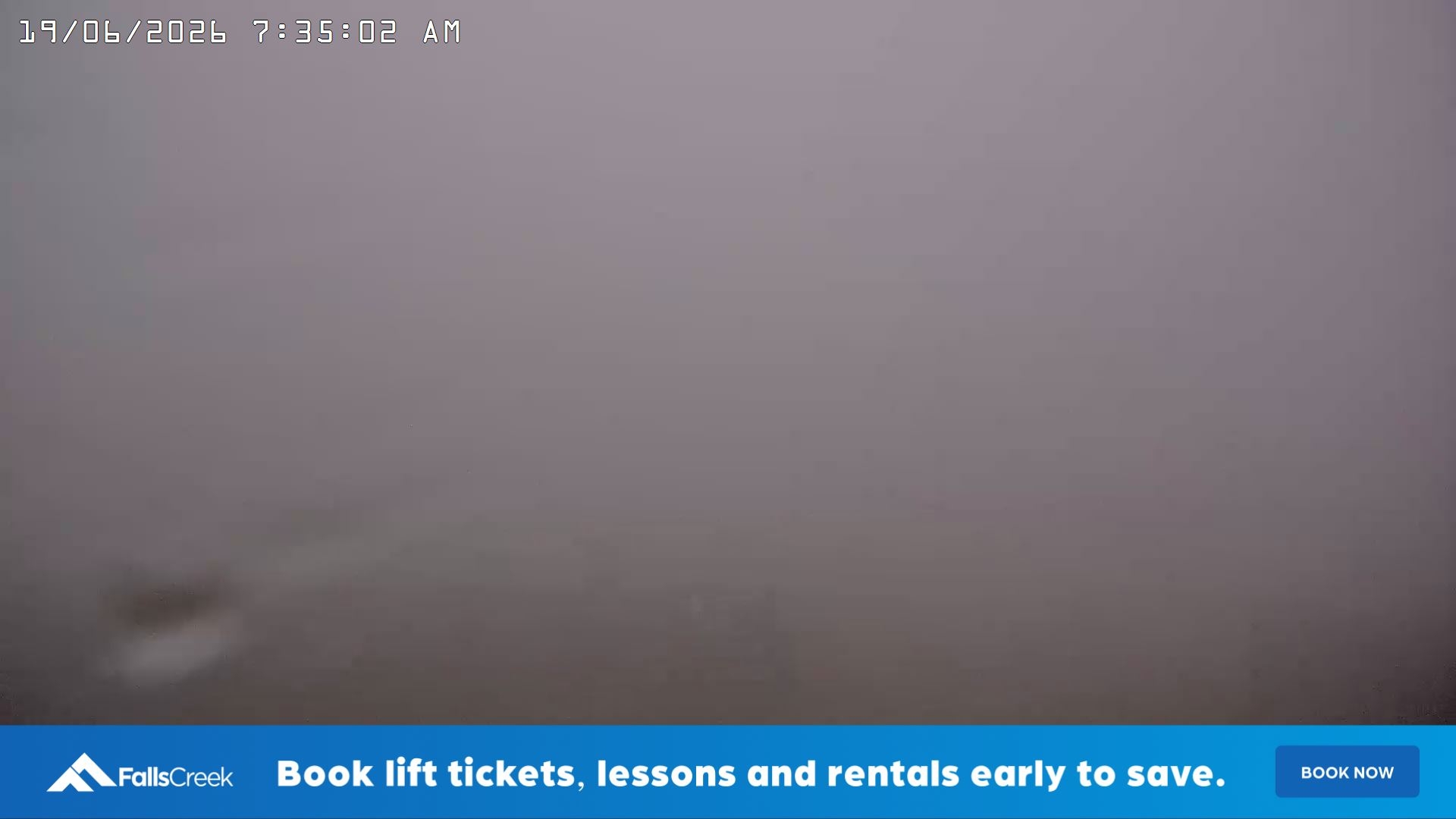Falls Creek Cloud 9 snow cam captured at 18 June 2026, 9:43 pm