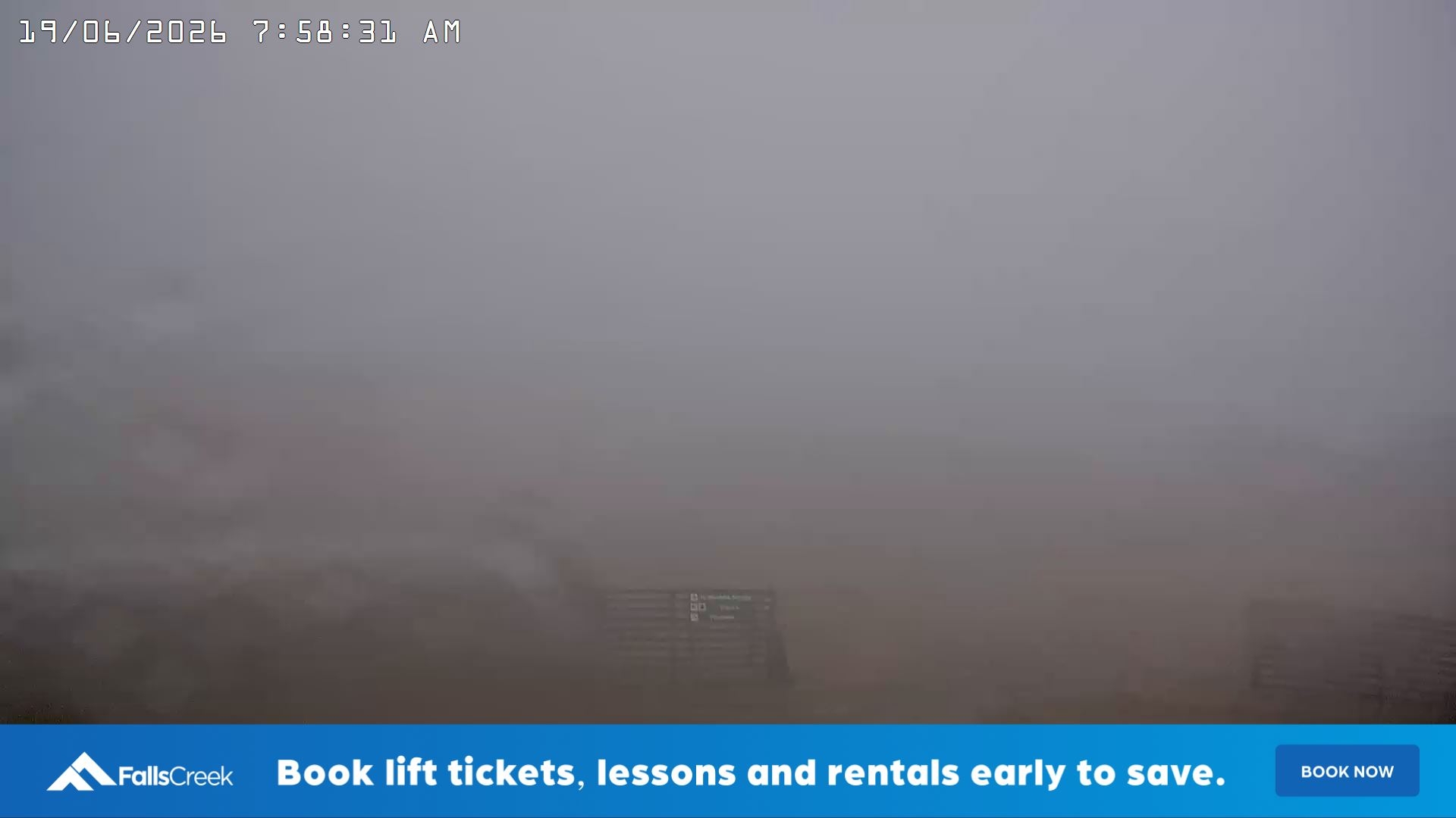 Falls Creek Cloud 9 snow cam captured at 18 June 2026, 10:01 pm