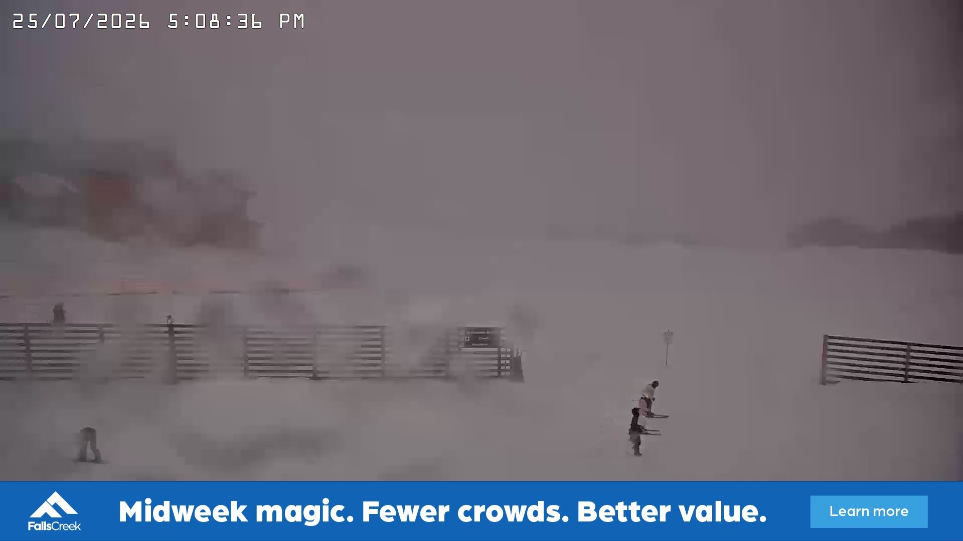 Falls Creek Cloud 9 snow cam captured at 25 July 2026 at 5:19 pm AEST